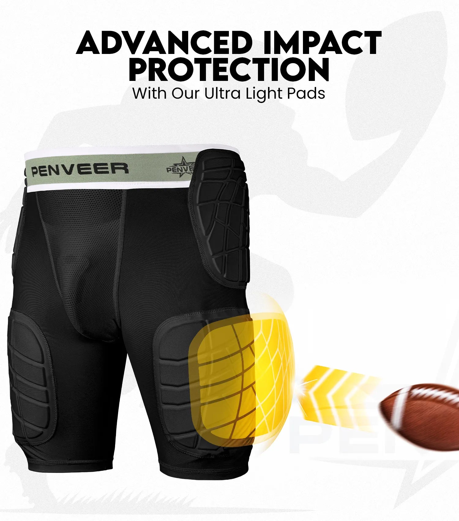 5.0 Youth Football Girdle for Boys with Cup Pocket (Black)