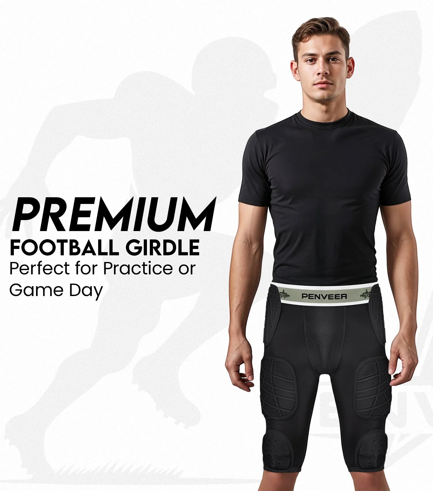 7.0 Adult Football Girdle for Men with Cup Pocket (White)