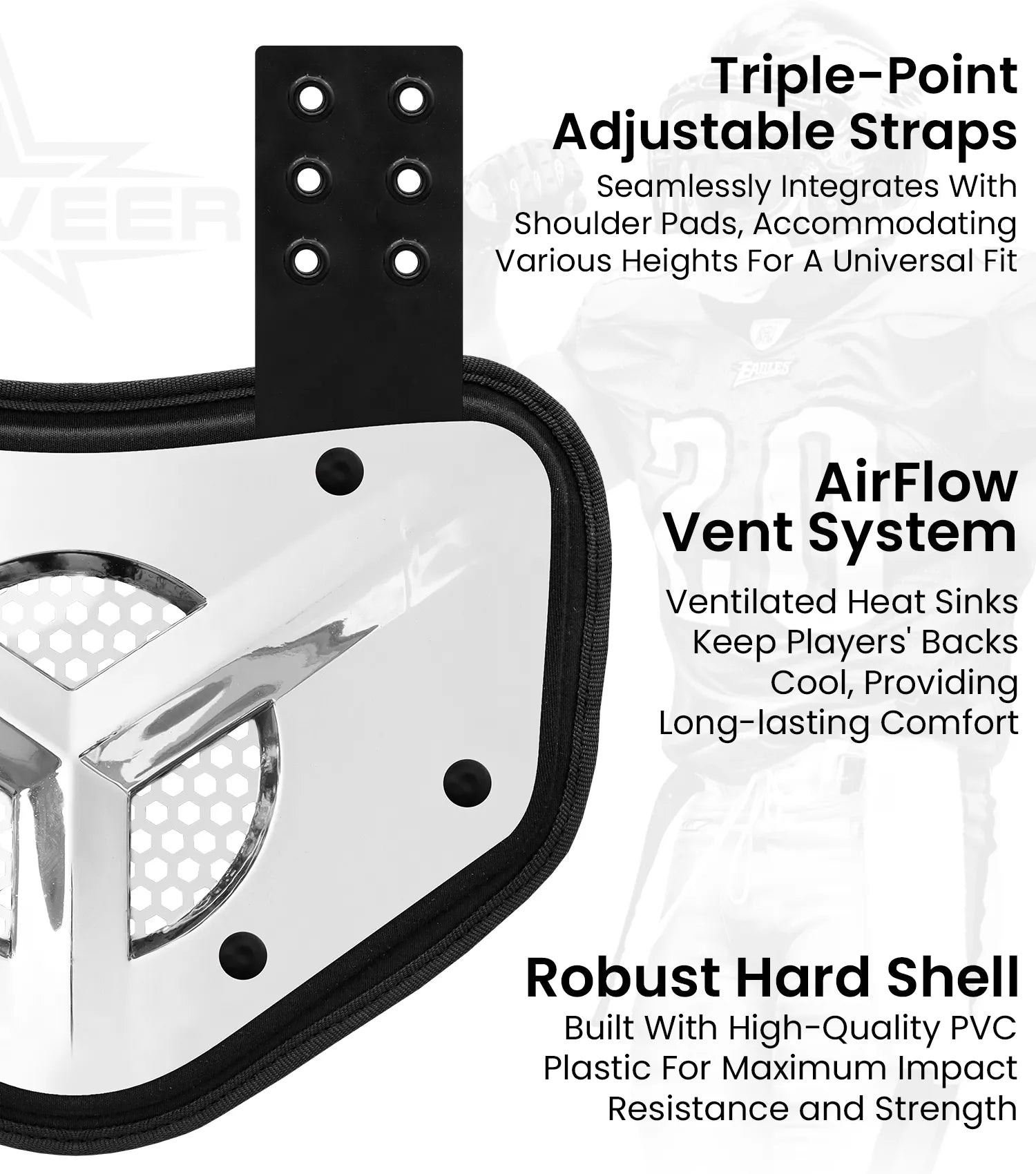 Back Plate Vented Adult Silver