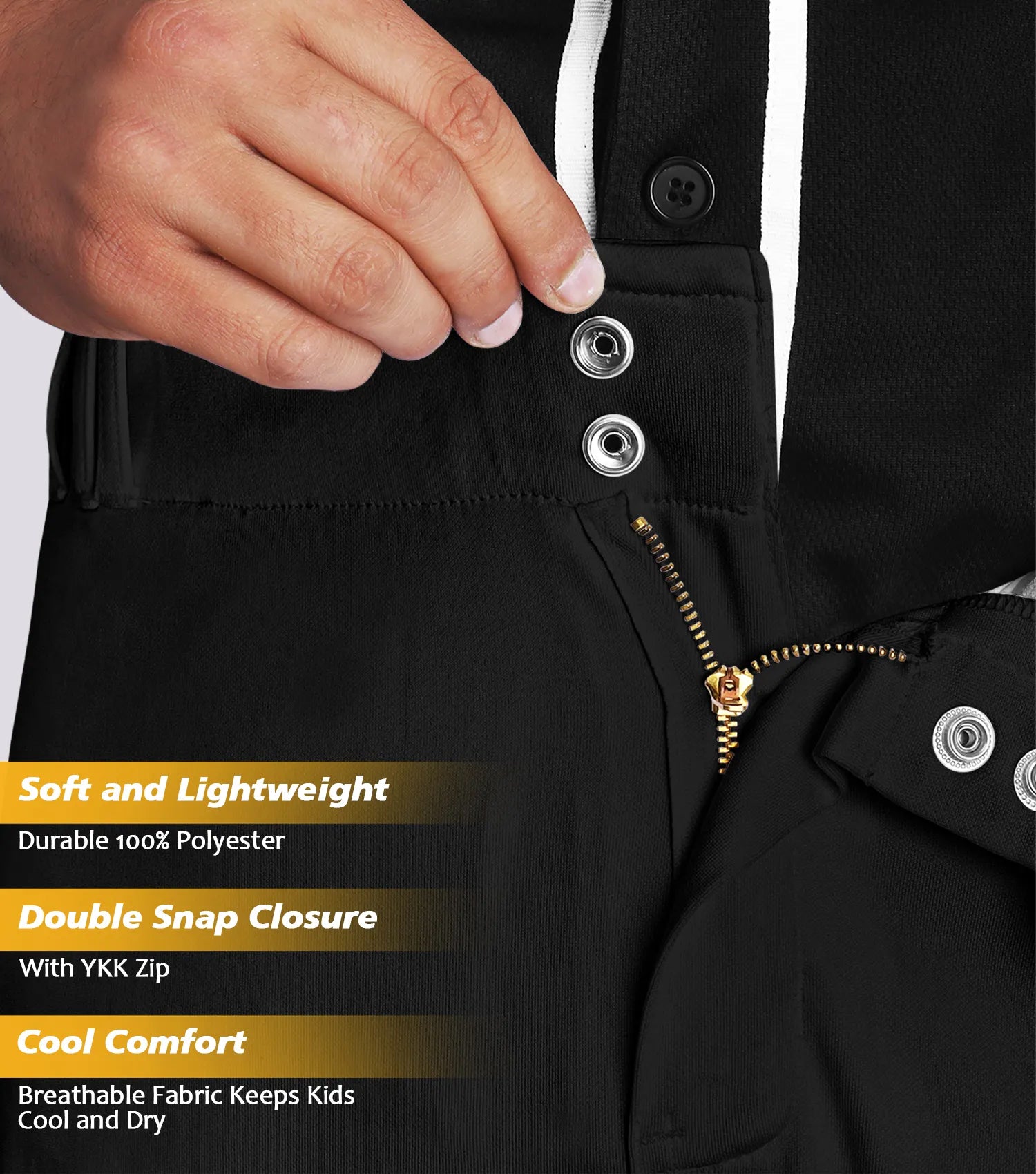 Baseball knicker style pant youth black