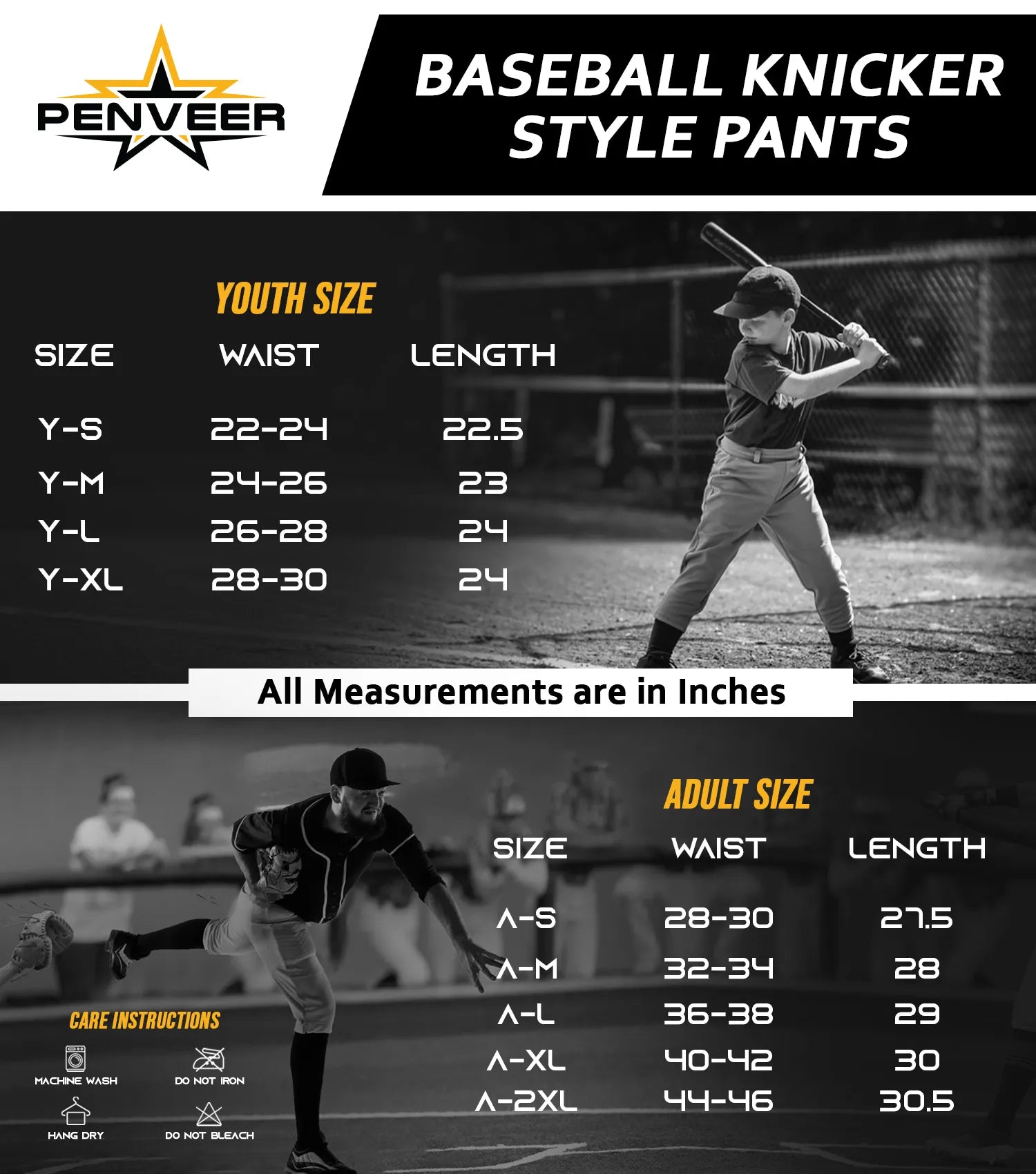 Baseball knicker style pant youth black