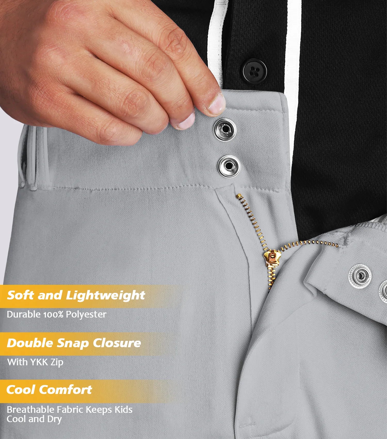 Baseball knicker style pant youth gray