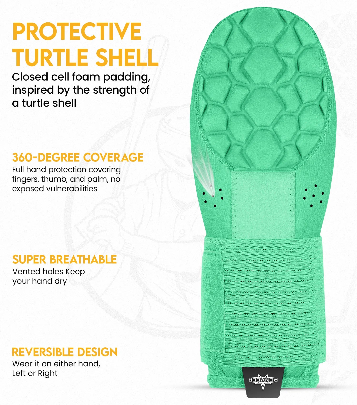 Baseball Sliding Mitt For Left and Right Hand, Youth & Adult Sizes (Light Green)