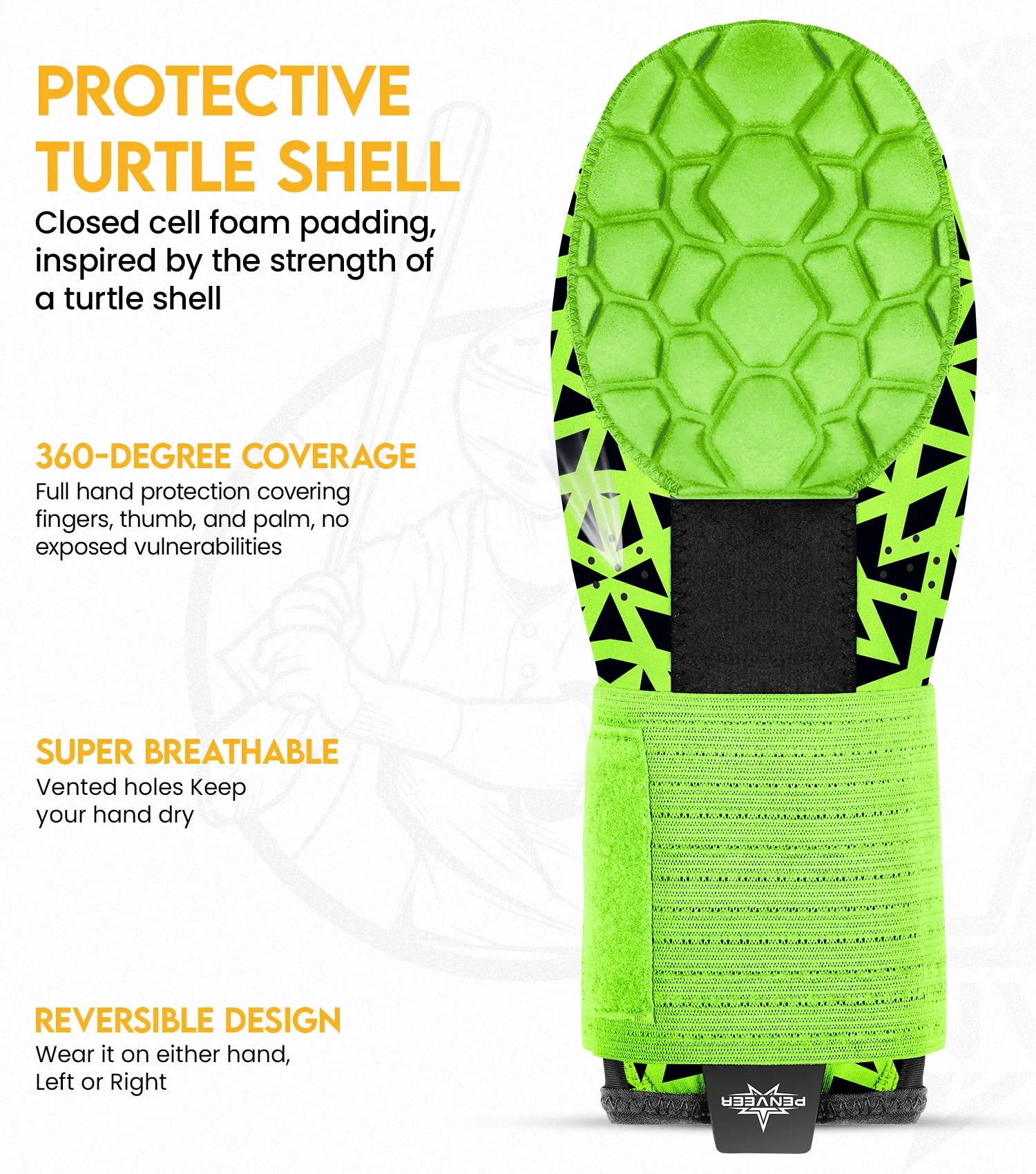 Baseball Sliding Mitt For Left and Right Hand, Youth & Adult Sizes (Neon Green Texture)