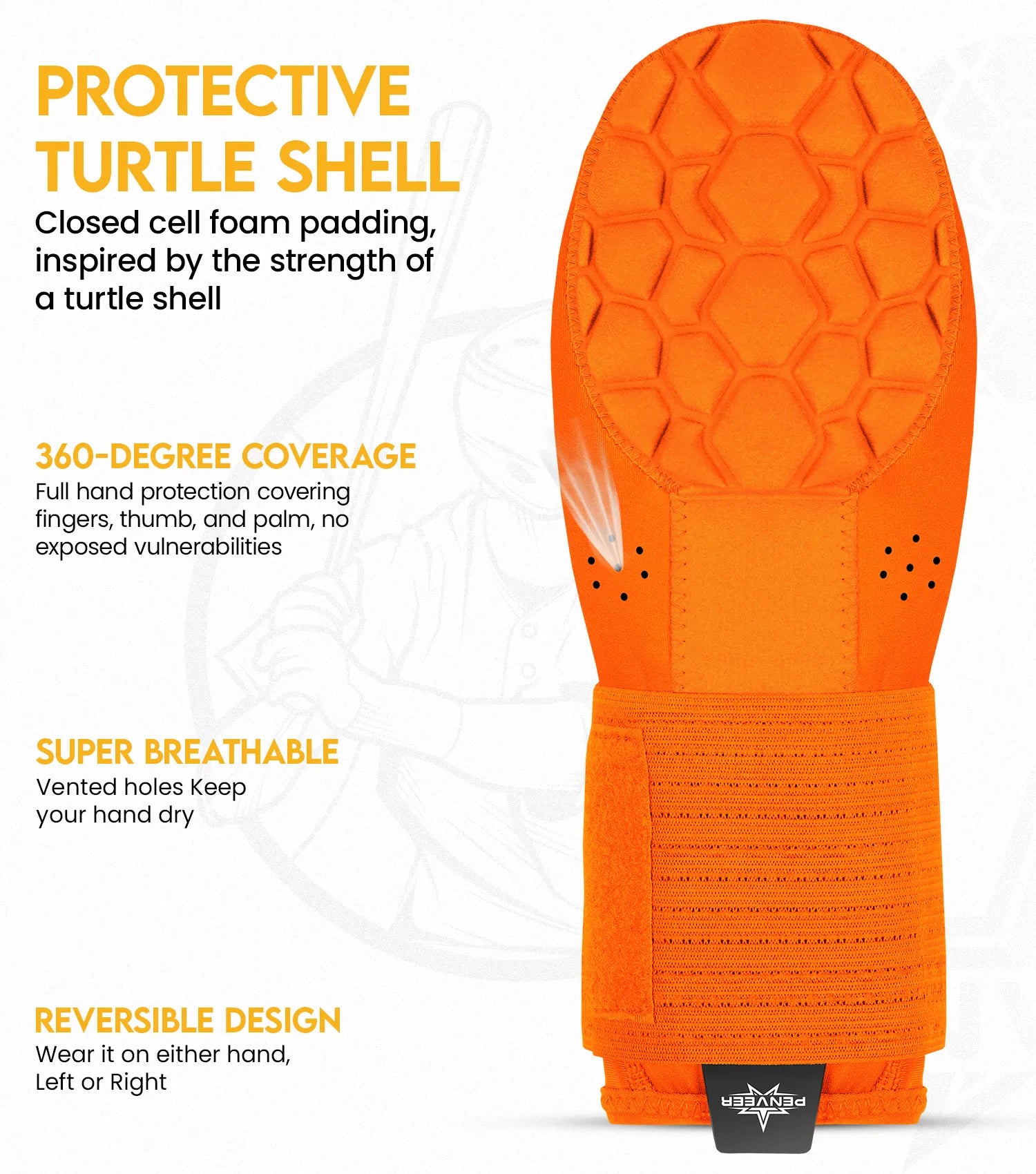 Baseball Sliding Mitt For Left and Right Hand, Youth & Adult Sizes (Orange)