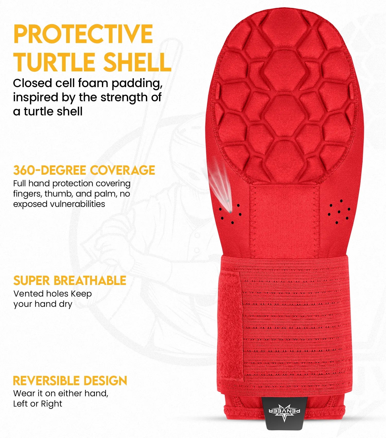 Baseball Sliding Mitt For Left and Right Hand, Youth & Adult Sizes (Red)