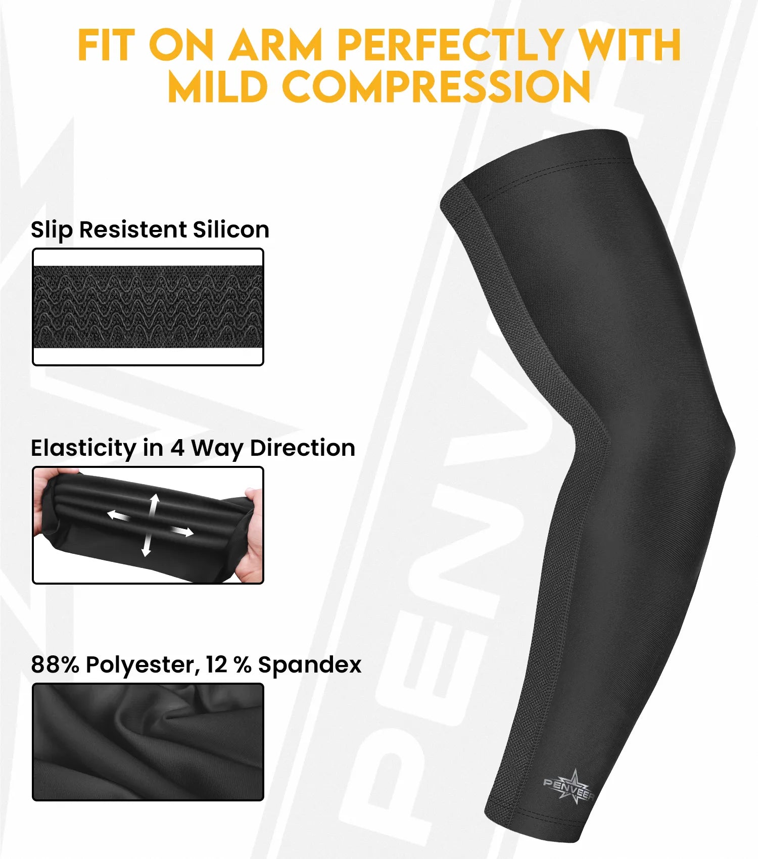 Compression Arm Sleeves for Men & Women with Ventilated Mesh adult and youth Black