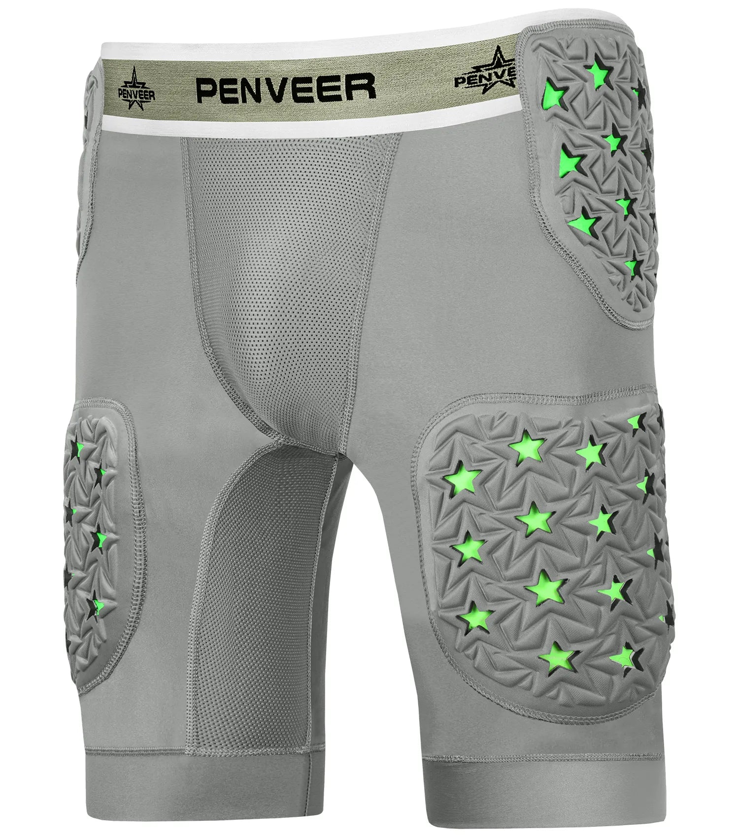 Men's 5-Pad Two Tone Football Girdle with Cup Pocket (Gray)