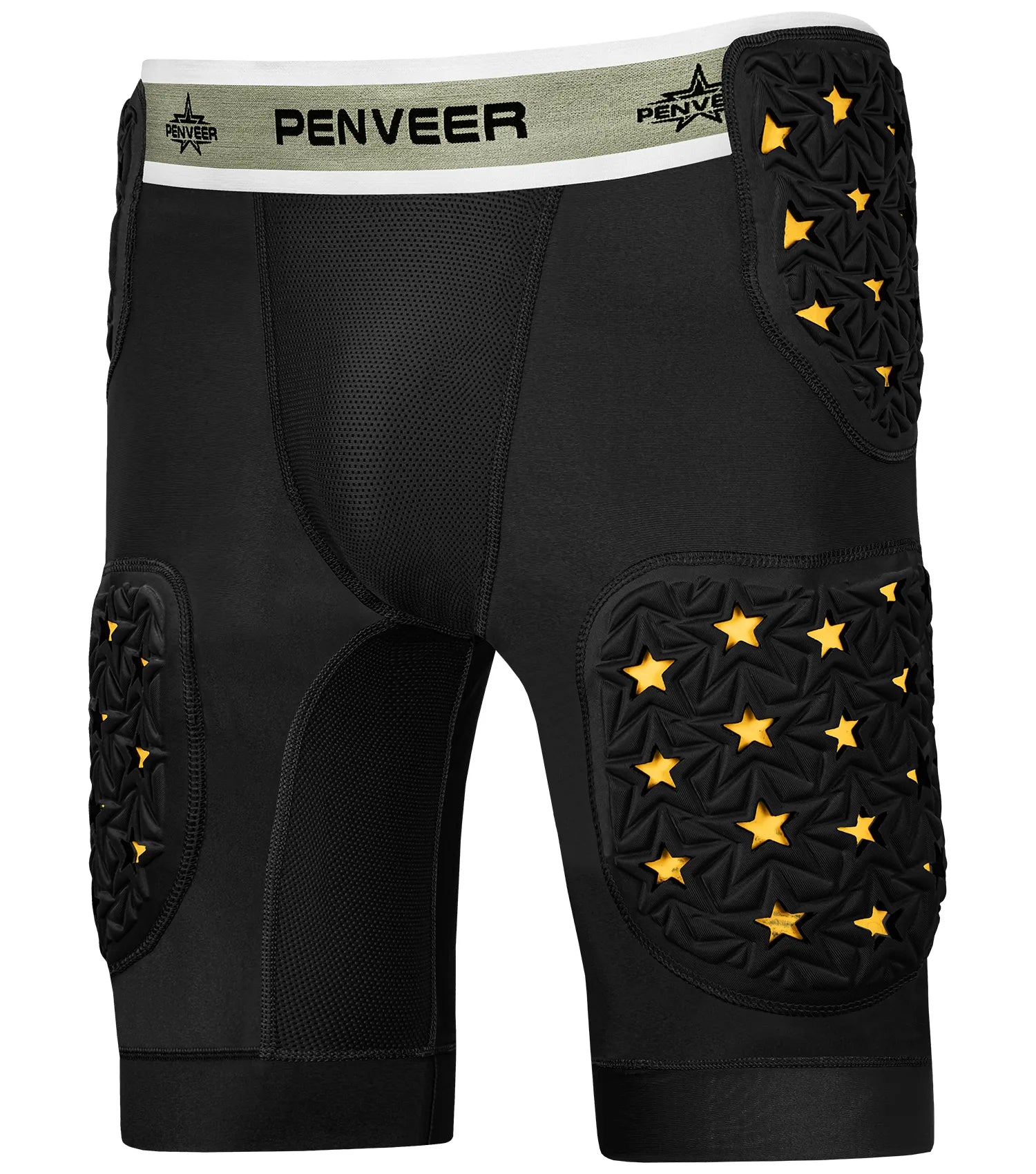 Men's 5-Pad Two Tone Football Girdle with Cup Pocket (Black)