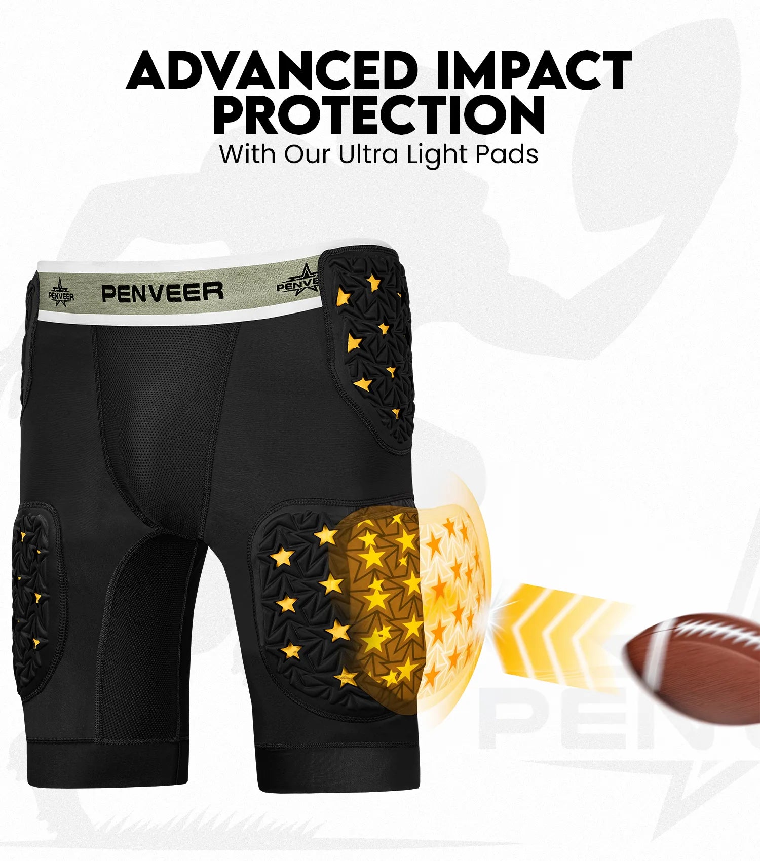 Men's 5-Pad Two Tone Football Girdle with Cup Pocket (Black)