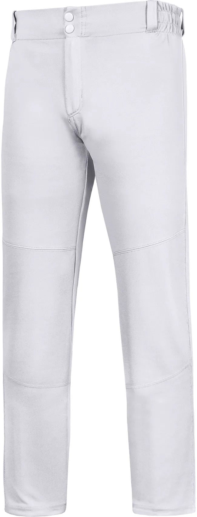 Boys Full Length Baseball Pants with Open Bottom and Grip Lock Waistband (White)
