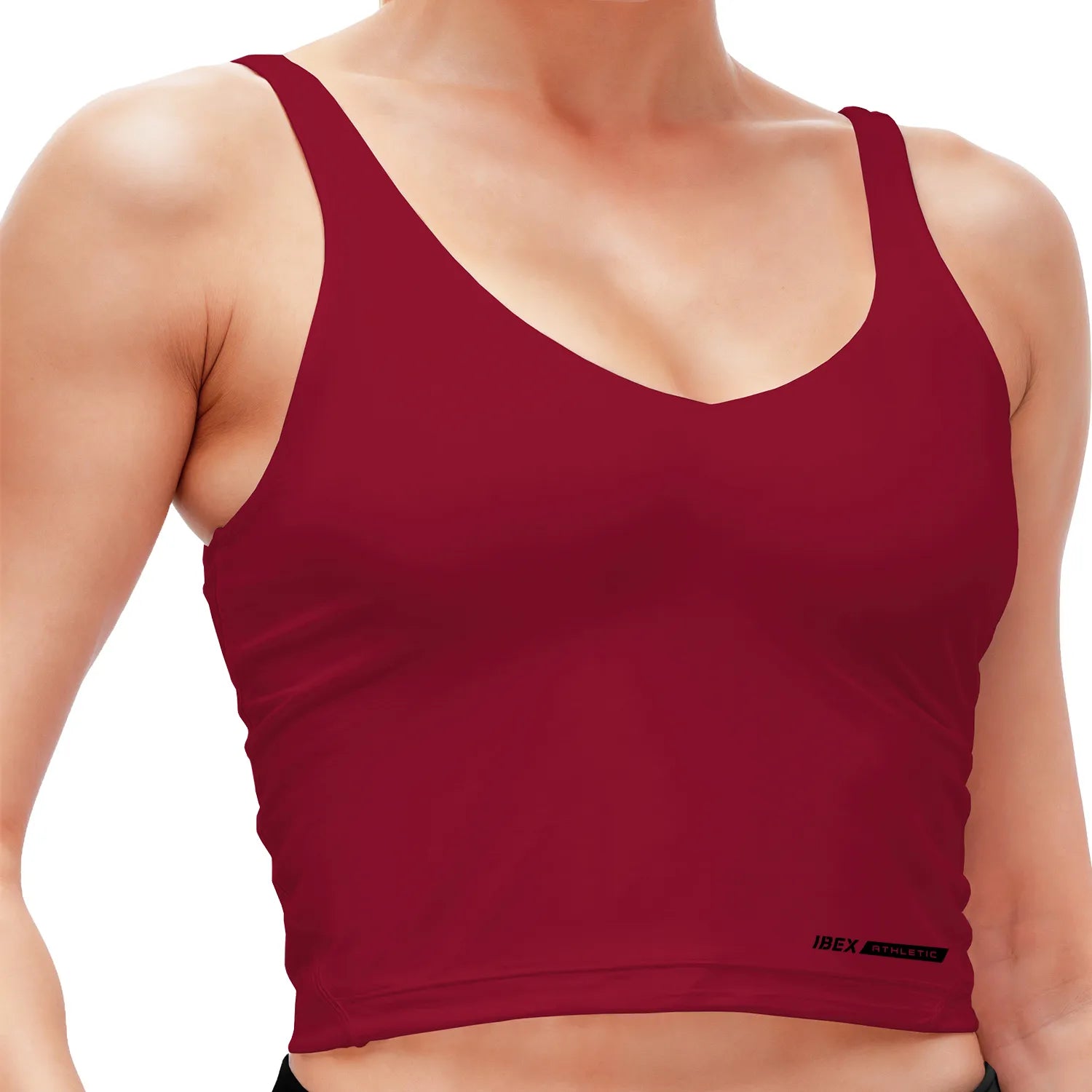 Woman Longline Tank Top Bra Maroon