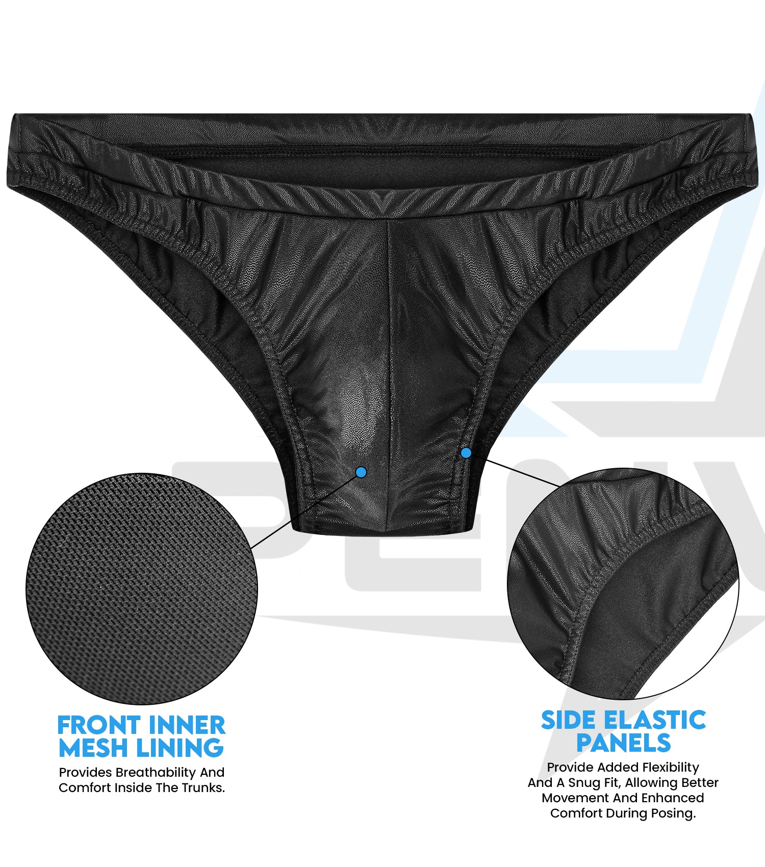 Men’s Bodybuilding Posing Trunks - Classic Physique Competition Suit, IFBB Style, Stretch Elastic Waistband