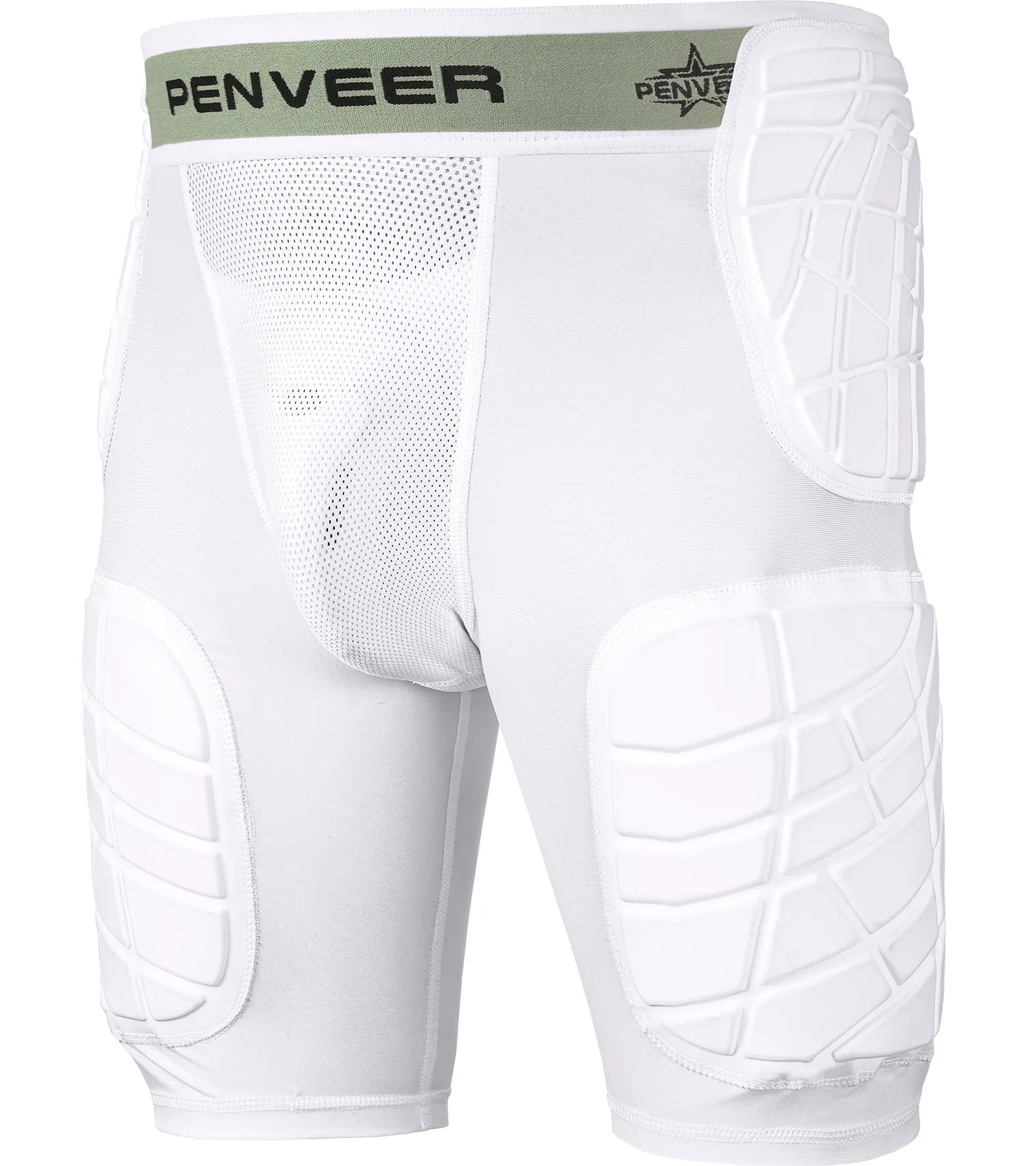 5.0 Youth Football Girdle for Boys with Cup Pocket (White)