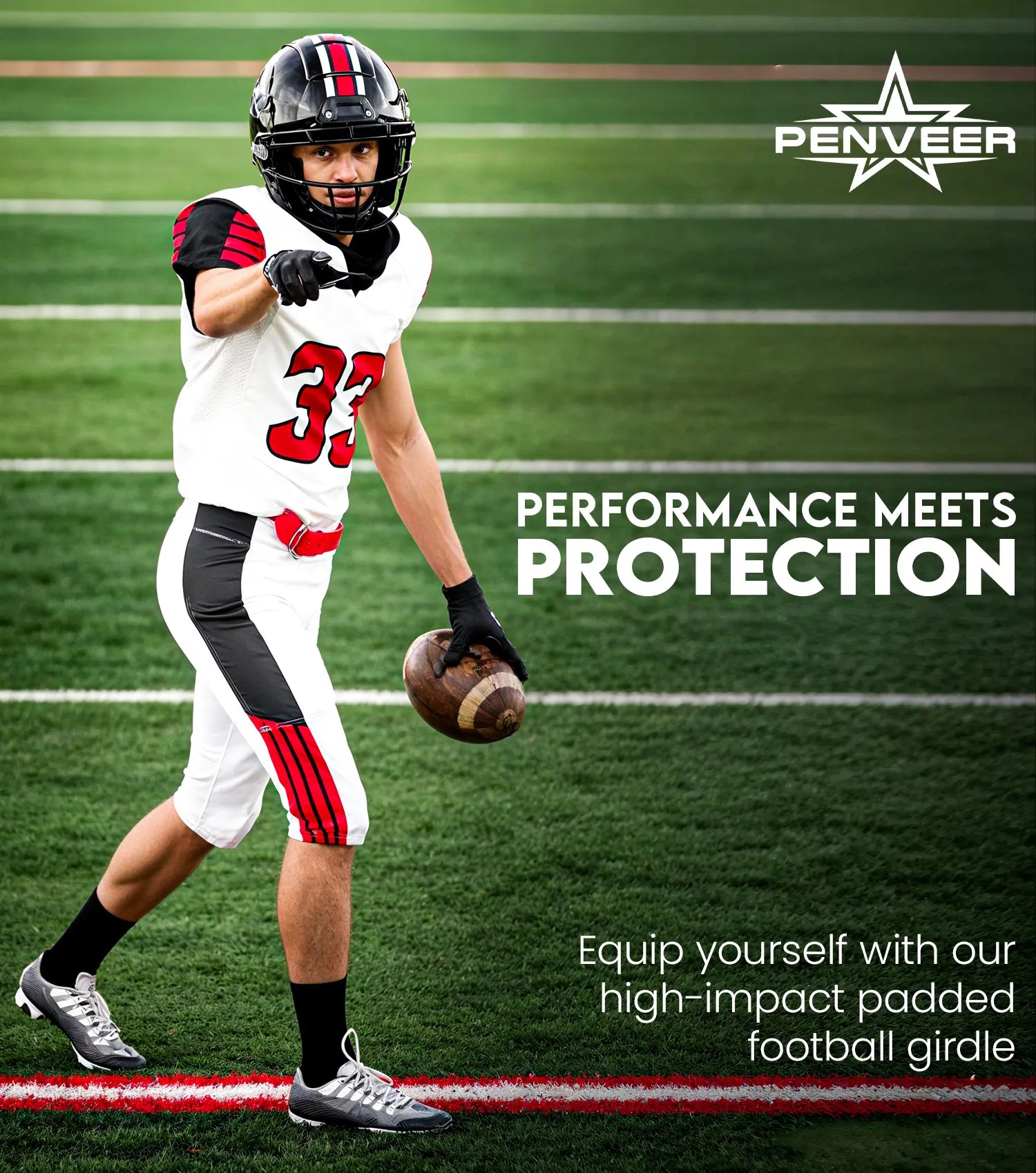 5.0 Youth Football Girdle for Boys with Cup Pocket (White)