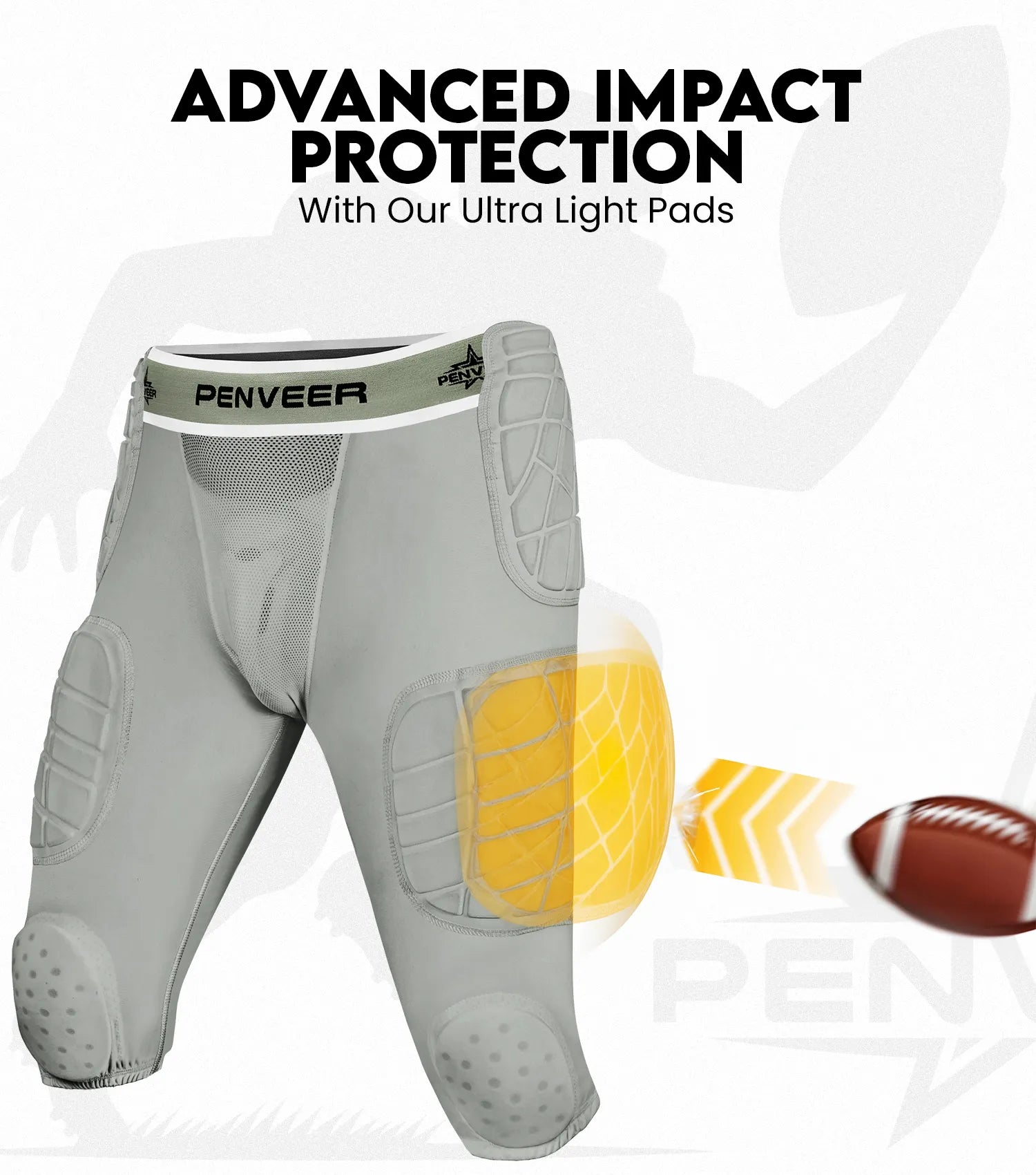 7.0 Adult Football Girdle for Men with Cup Pocket (Grey)
