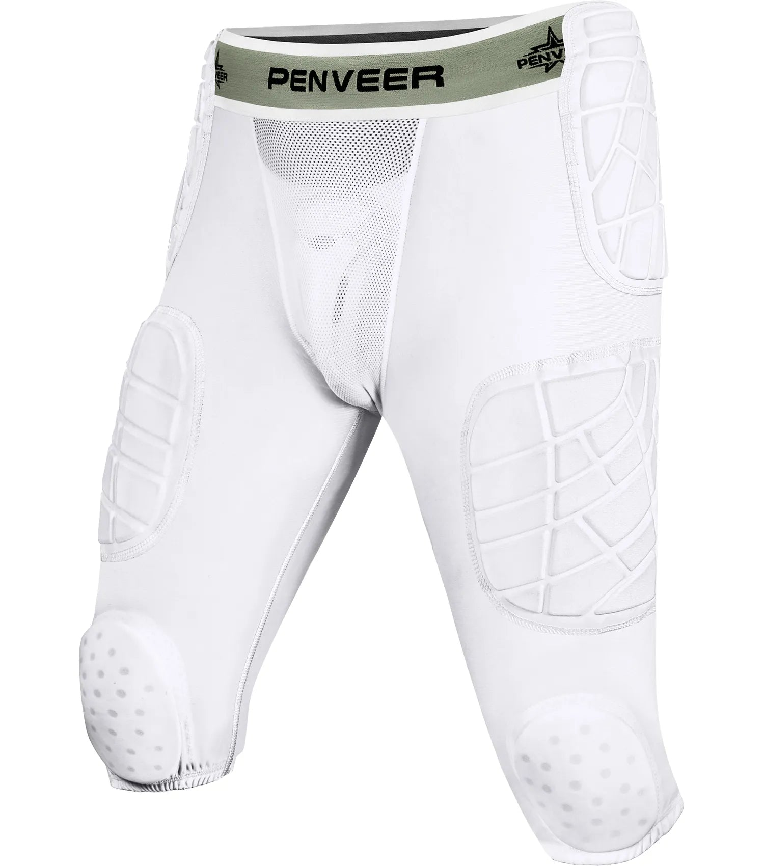 7.0 Youth Football Girdle for Boys with Cup Pocket (White)