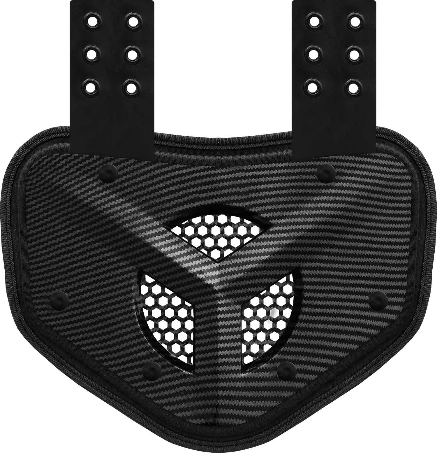 Chrome Football Back plate with Air Vents for Shoulder Pads with High Impact Padding Black Carbon