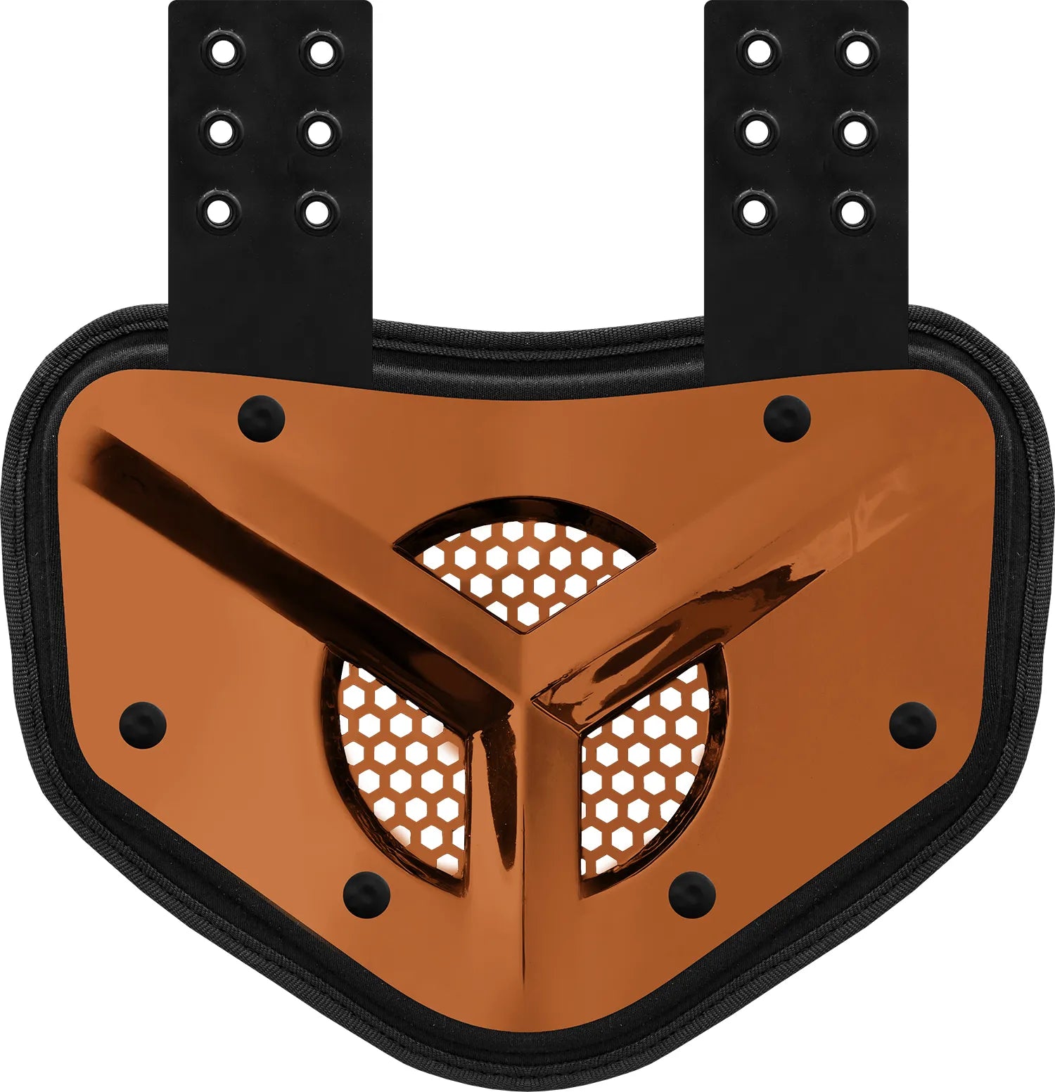 Chrome Football Back Plate with Air Vents for Shoulder Pads with High Impact Padding Bronze Gold