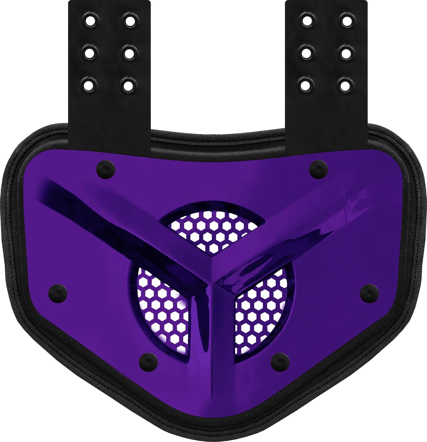 Chrome Football Back Plate with Air Vents for Shoulder Pads with High Impact Padding Navy