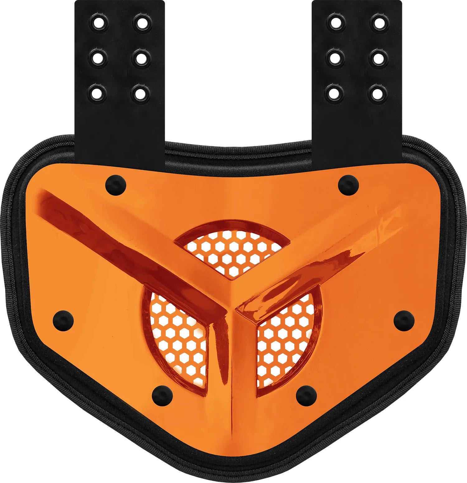 Chrome Football Back Plate with Air Vents for Shoulder Pads with High Impact Padding Orange