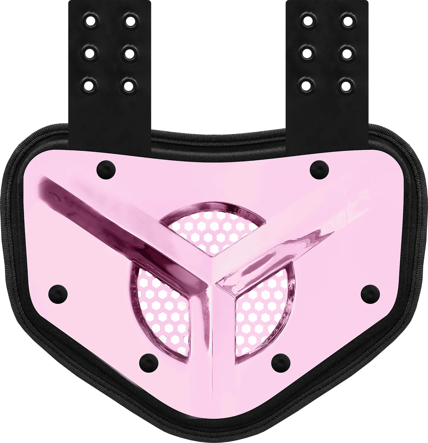 Chrome Football Back Plate with Air Vents for Shoulder Pads with High Impact Padding Pink