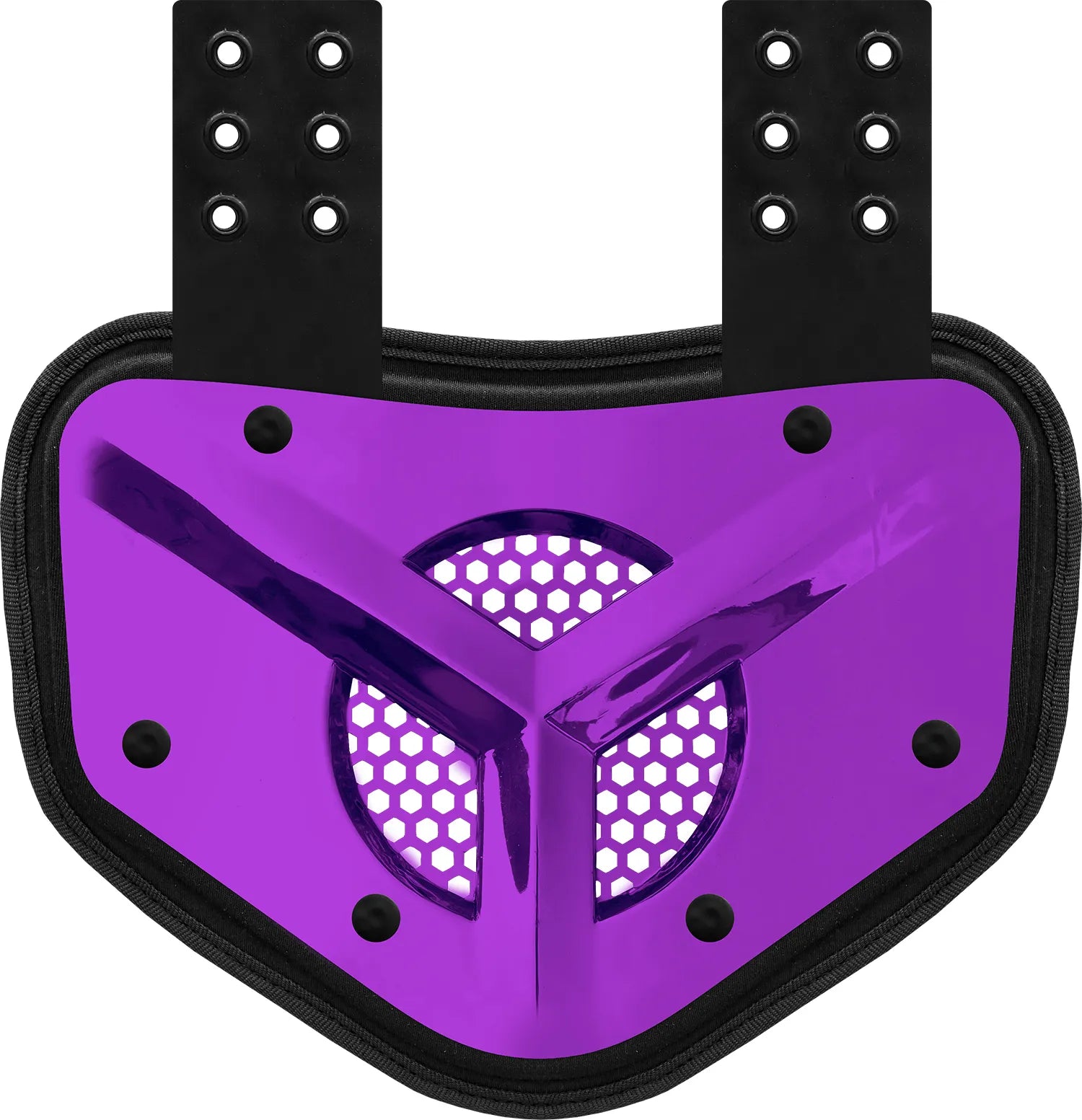 Chrome Football Back Plate with Air Vents for Shoulder Pads with High Impact Padding Purple