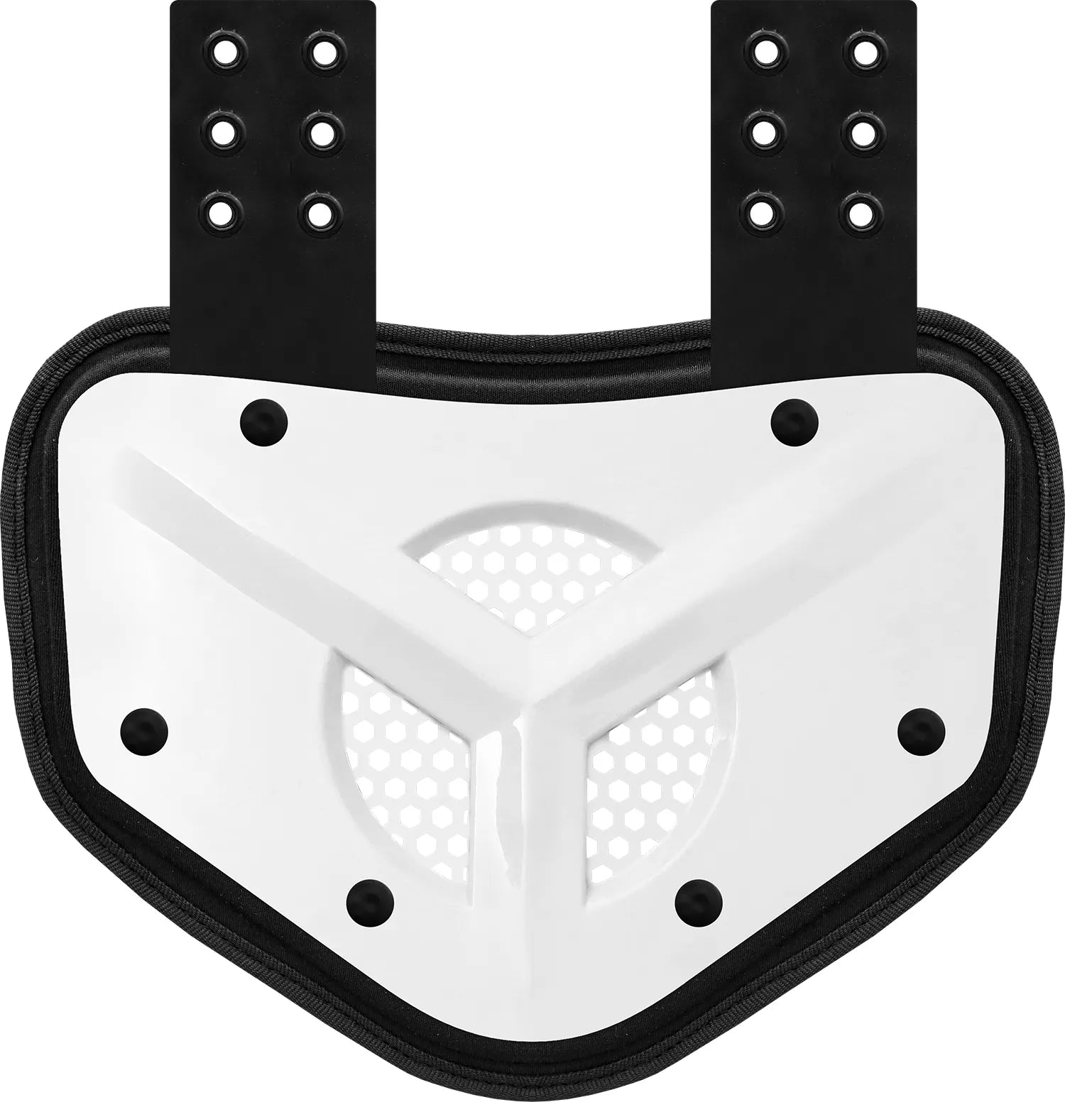 Chrome Football Back Plate with Air Vents for Shoulder Pads with High Impact Padding White