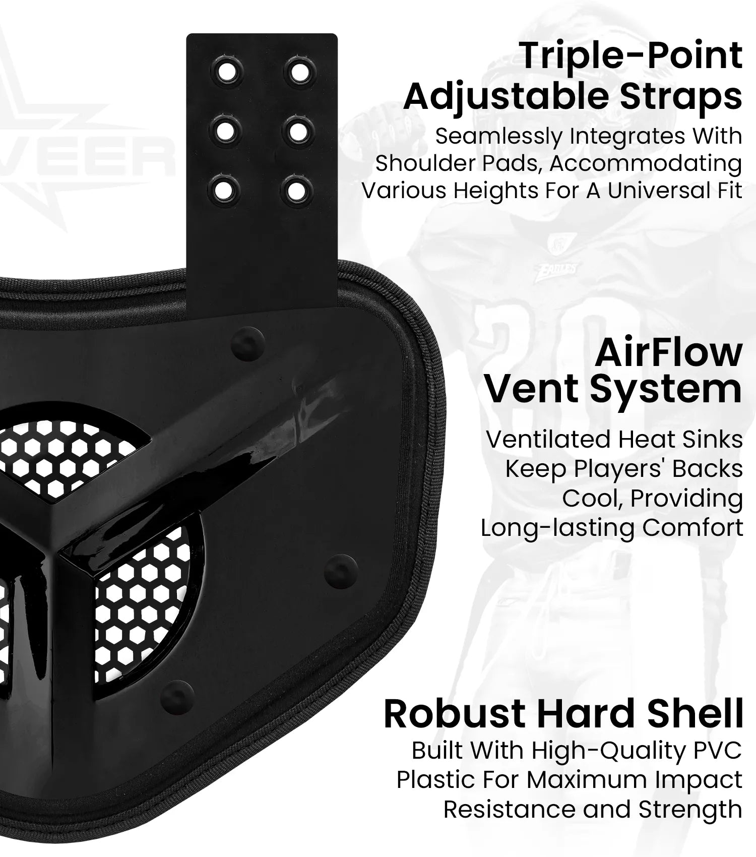 Back Plate Vented Youth Black