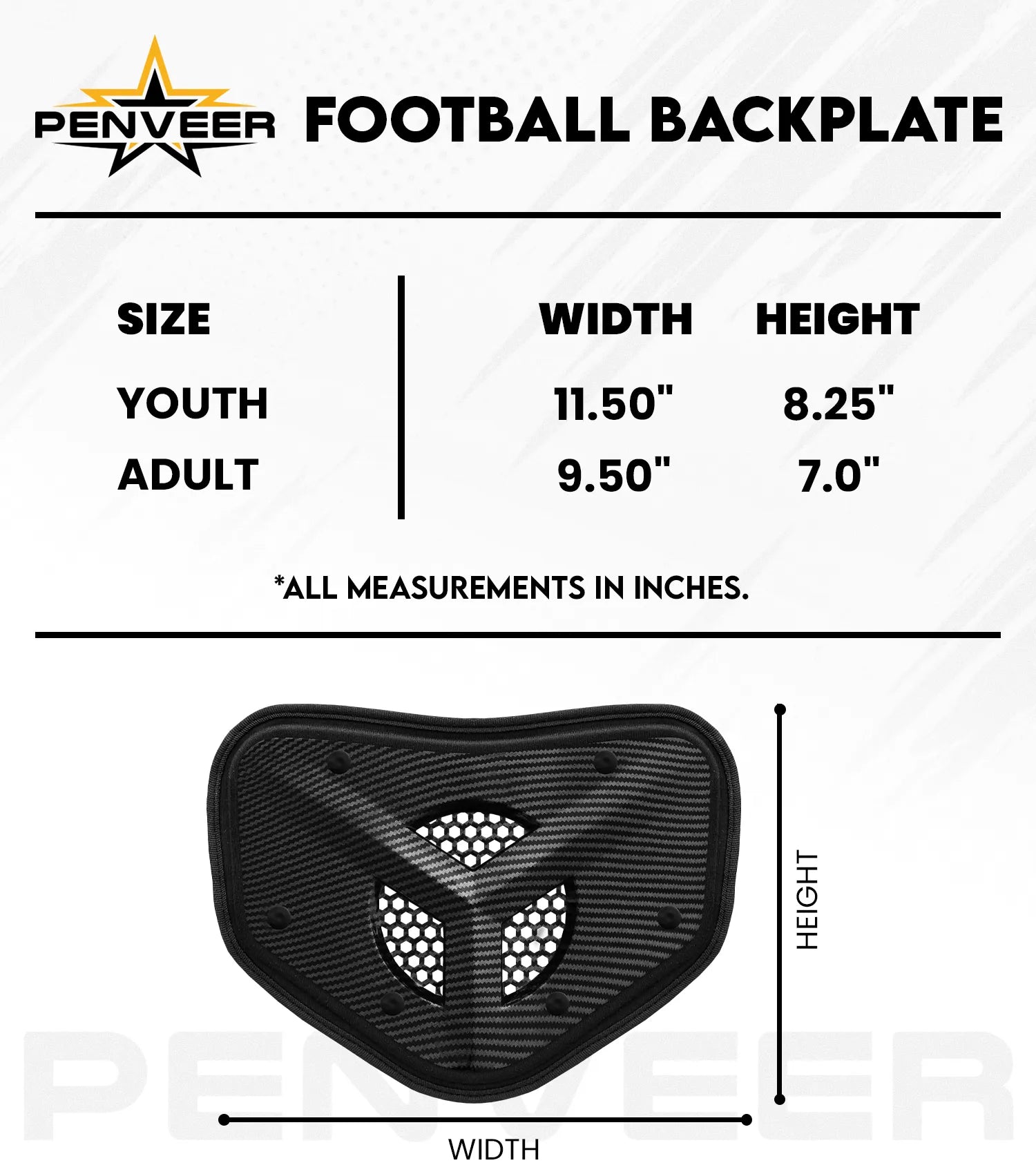 Back Plate Vented Youth Black Carbon