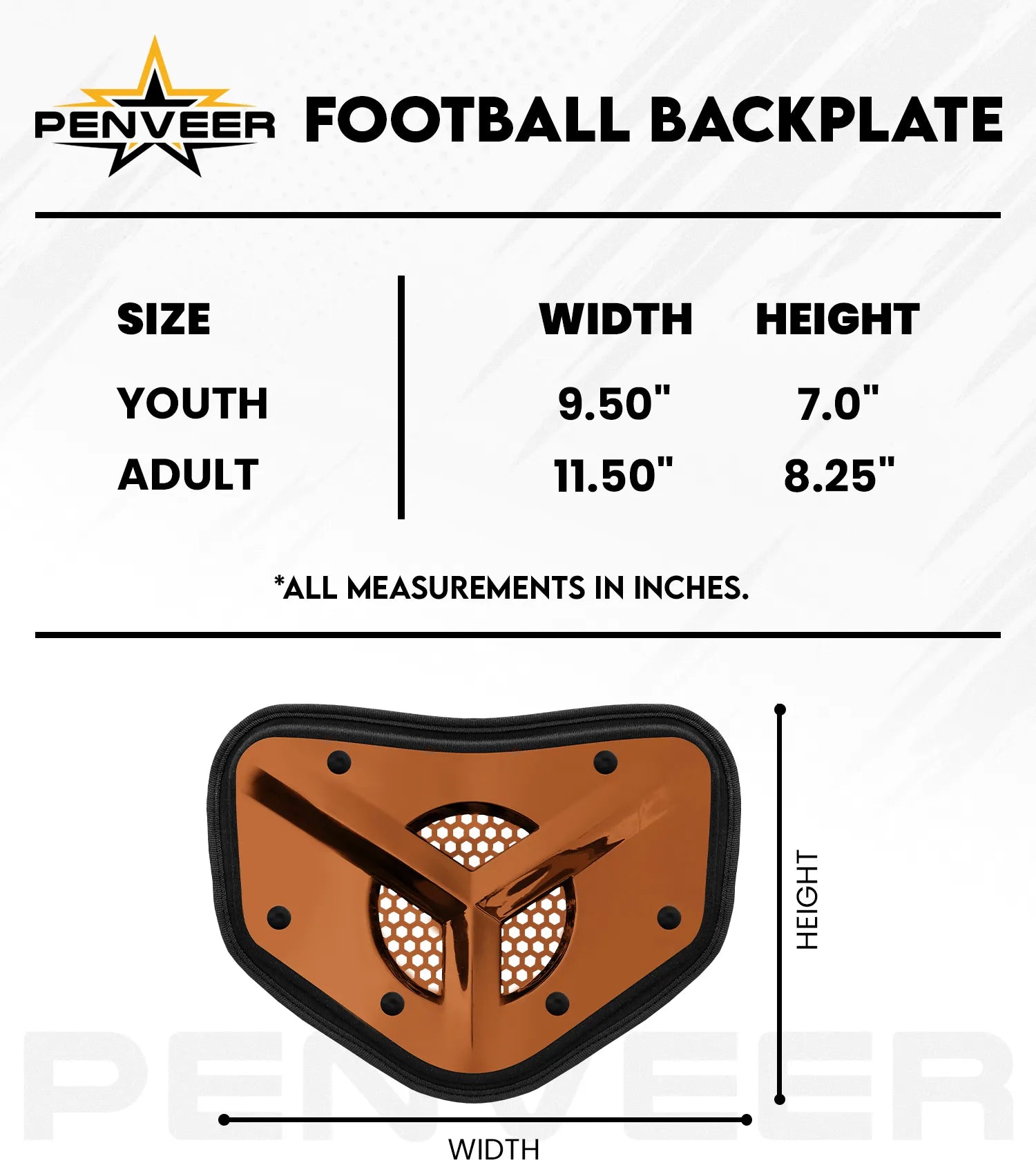 Back Plate Vented Youth Bronze Gold