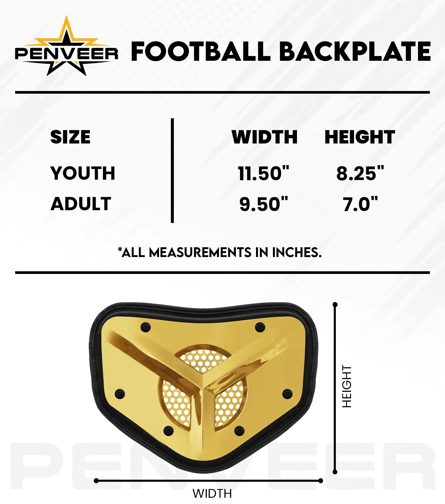 Back Plate Vented Youth Gold