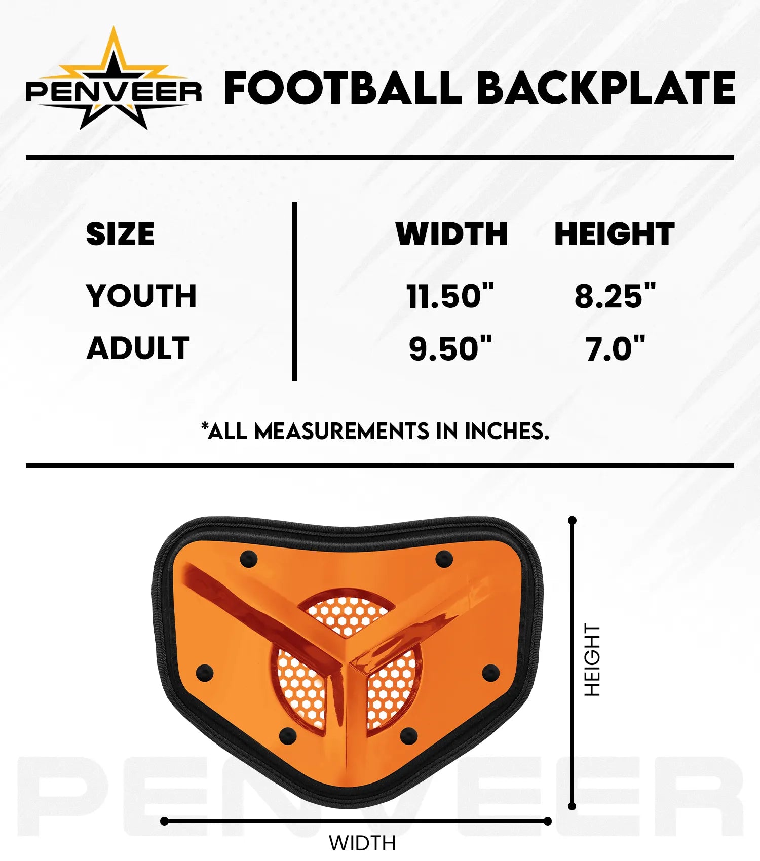 Back Plate Vented Youth Orange