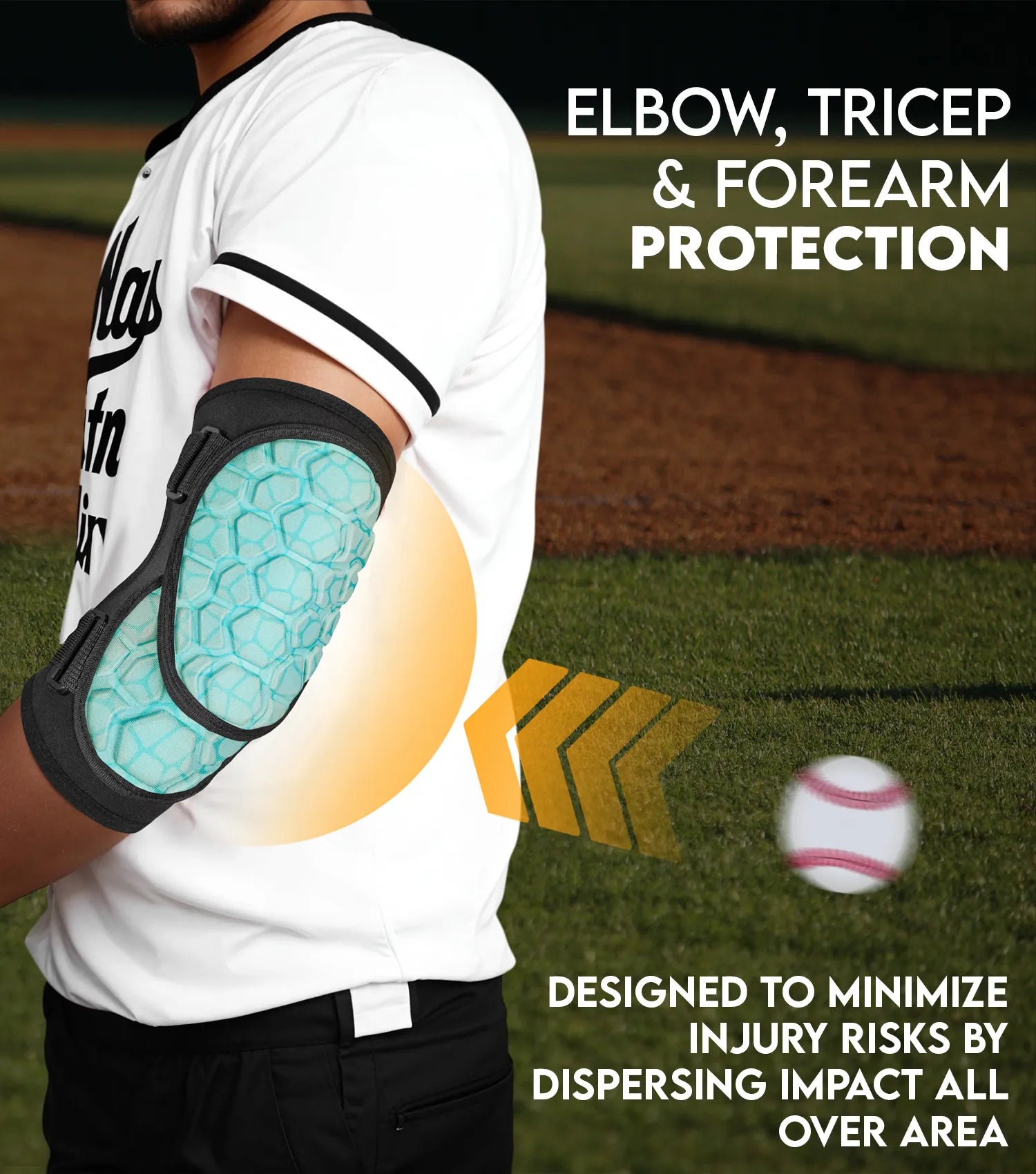 Baseball Elbow Guard with Adjustable Straps, Adult & Youth Sizes (Aqua Teal)