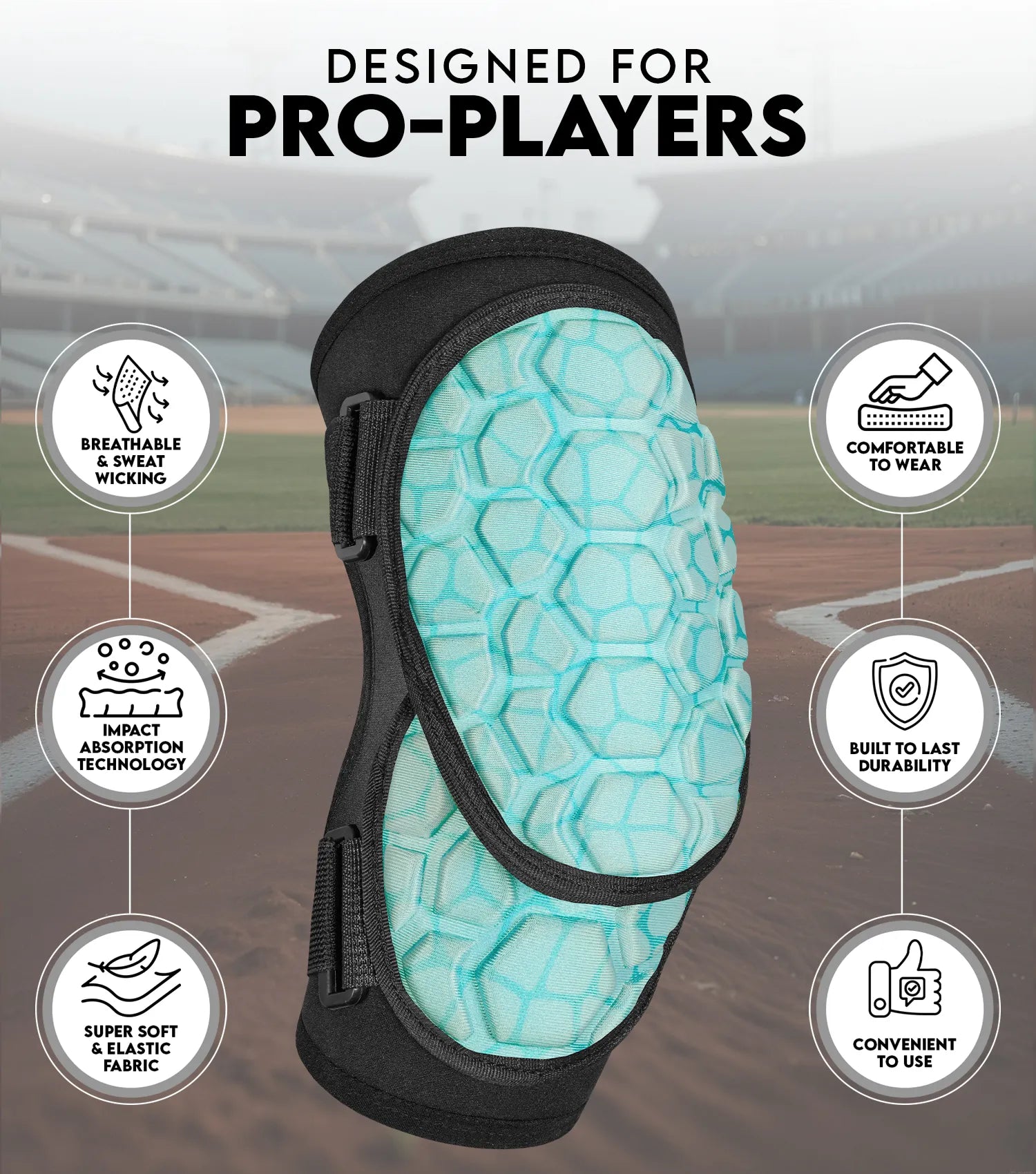 Baseball Elbow Guard with Adjustable Straps, Adult & Youth Sizes (Aqua Teal)