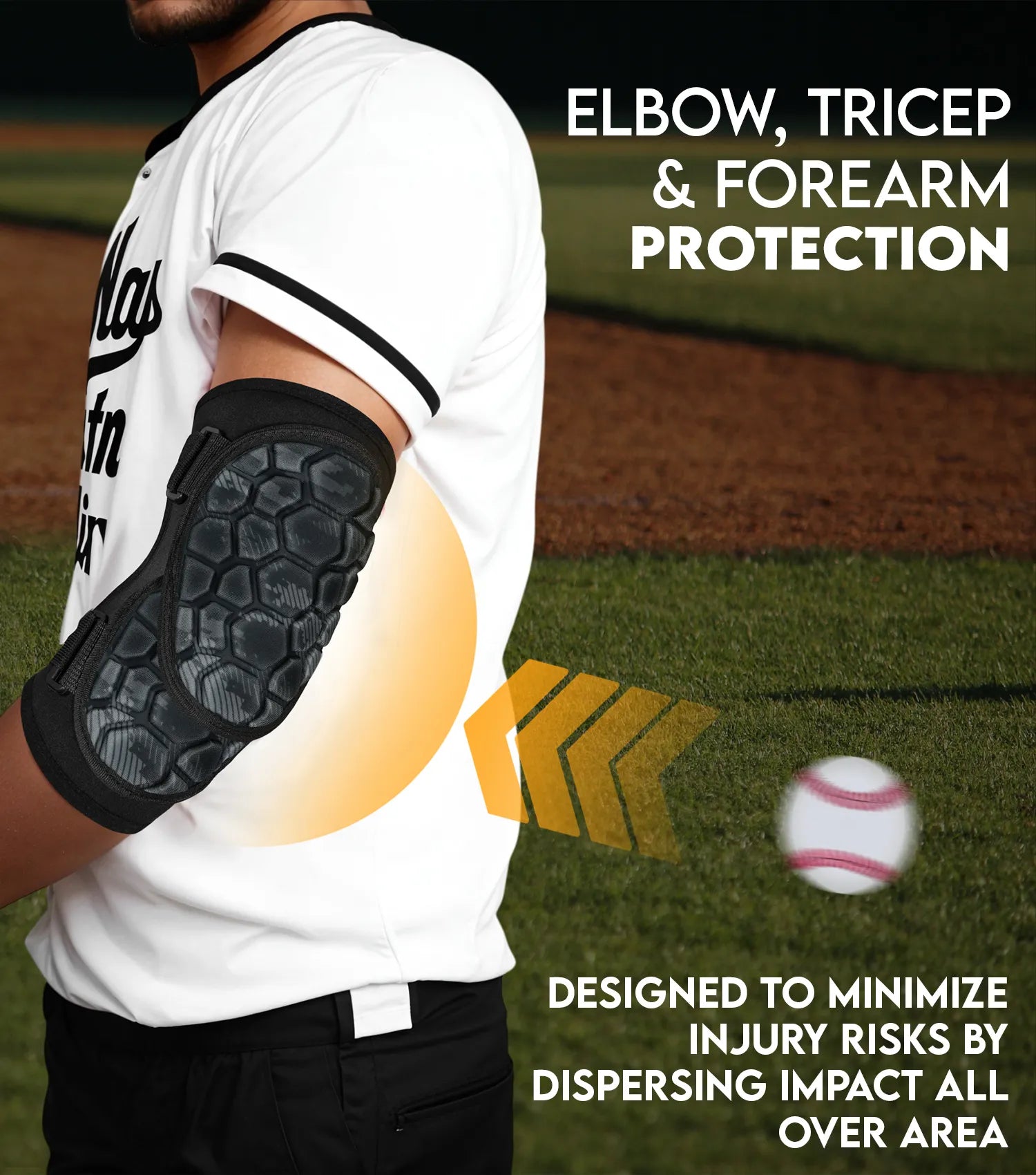 Baseball Elbow Guard with Adjustable Straps, Adult & Youth Sizes (Black Camo)