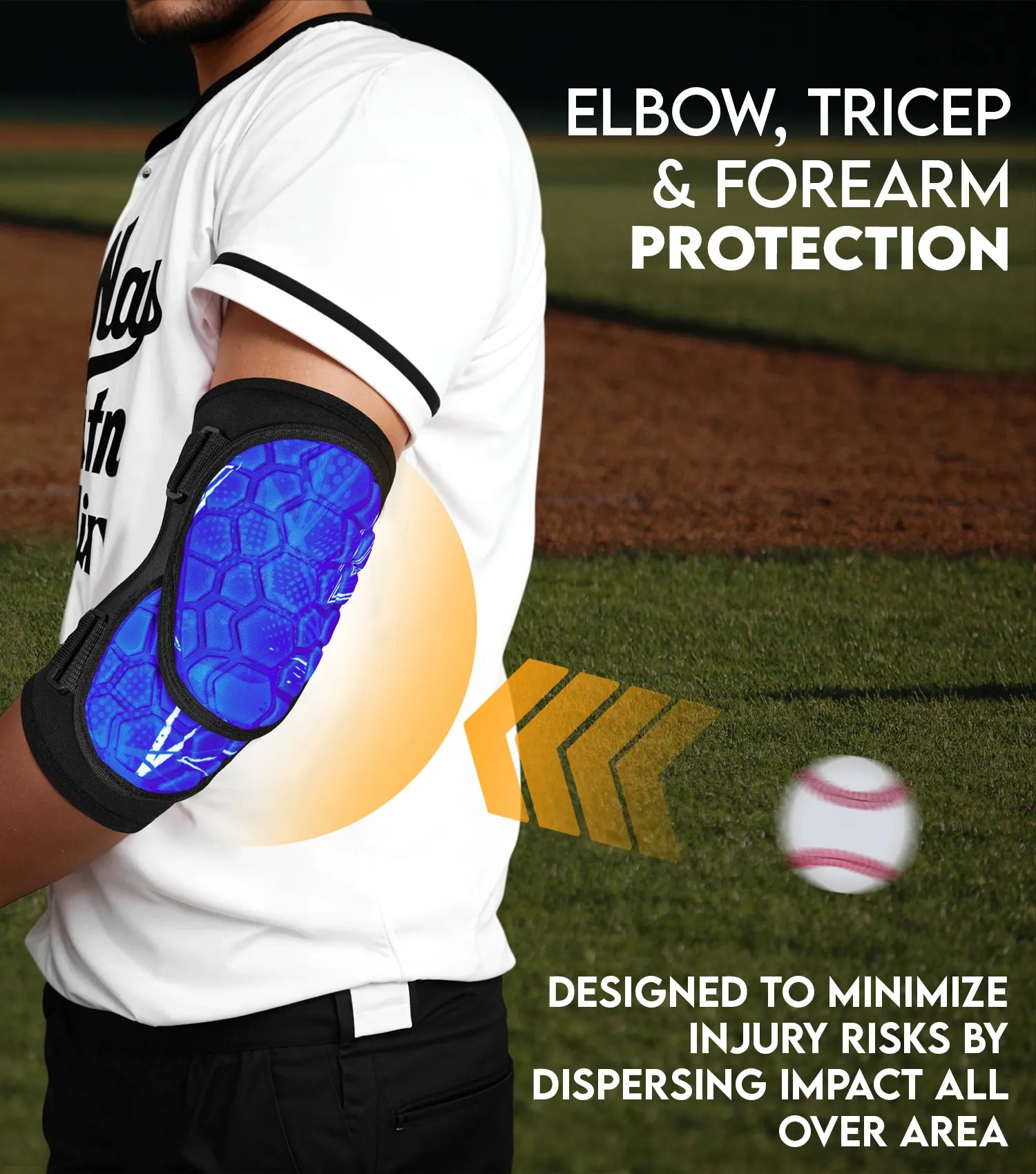 Baseball Elbow Guard with Adjustable Straps, Adult & Youth Sizes (Blue)