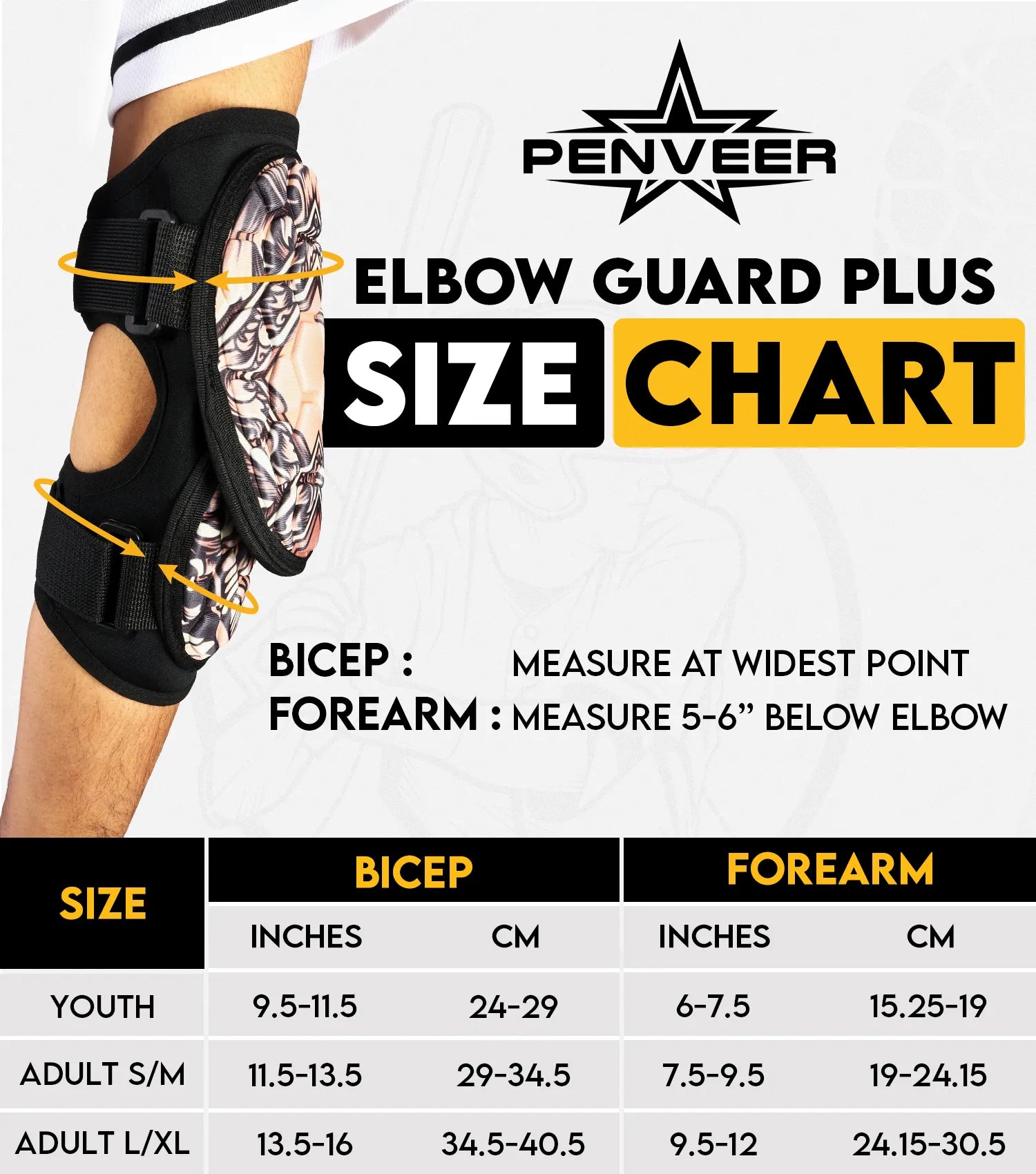 Baseball Elbow Guard with Adjustable Straps, Adult & Youth Sizes (Orange Texture)