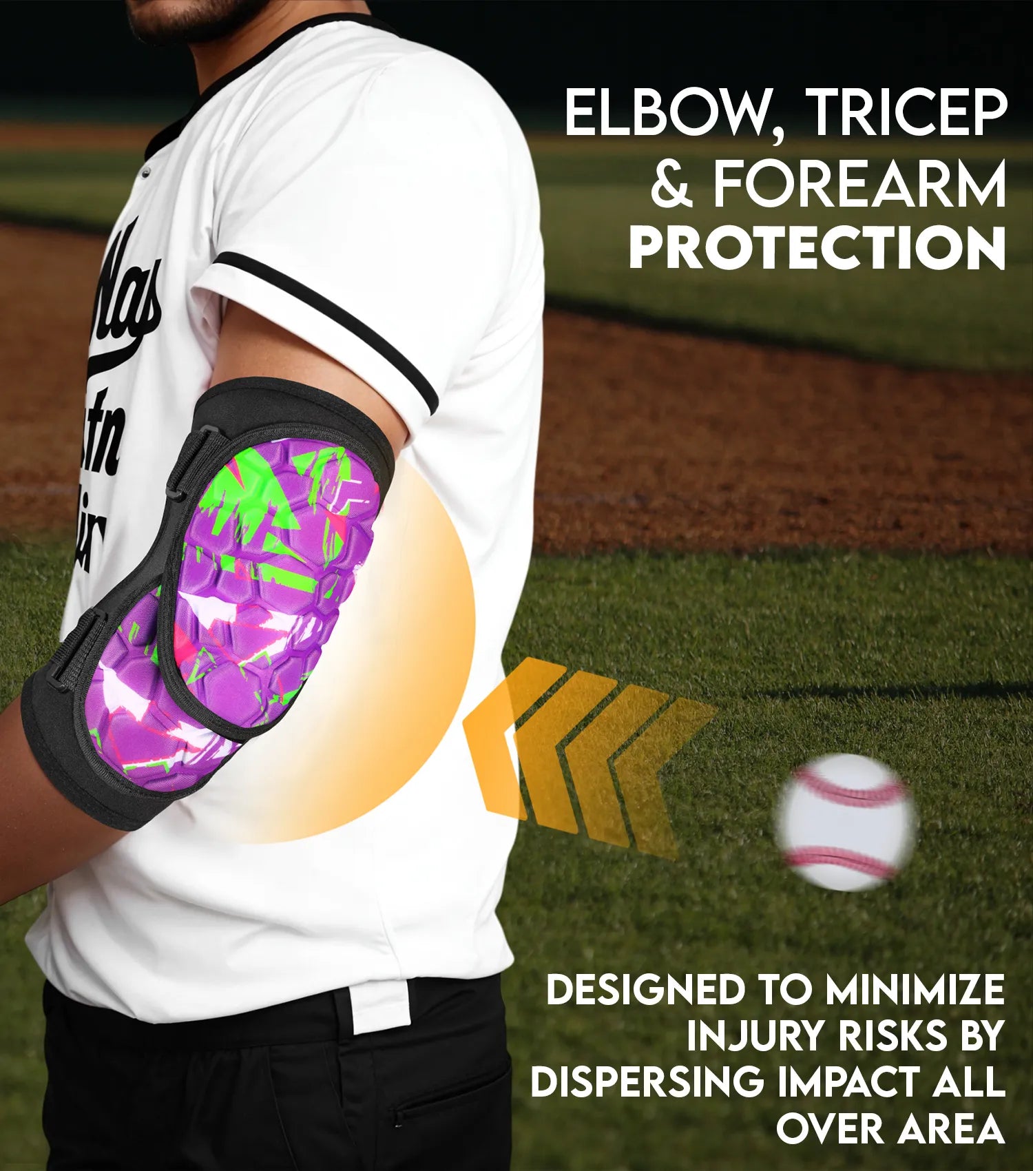 Baseball Elbow Guard with Adjustable Straps, Adult & Youth Sizes (Purple Texture)