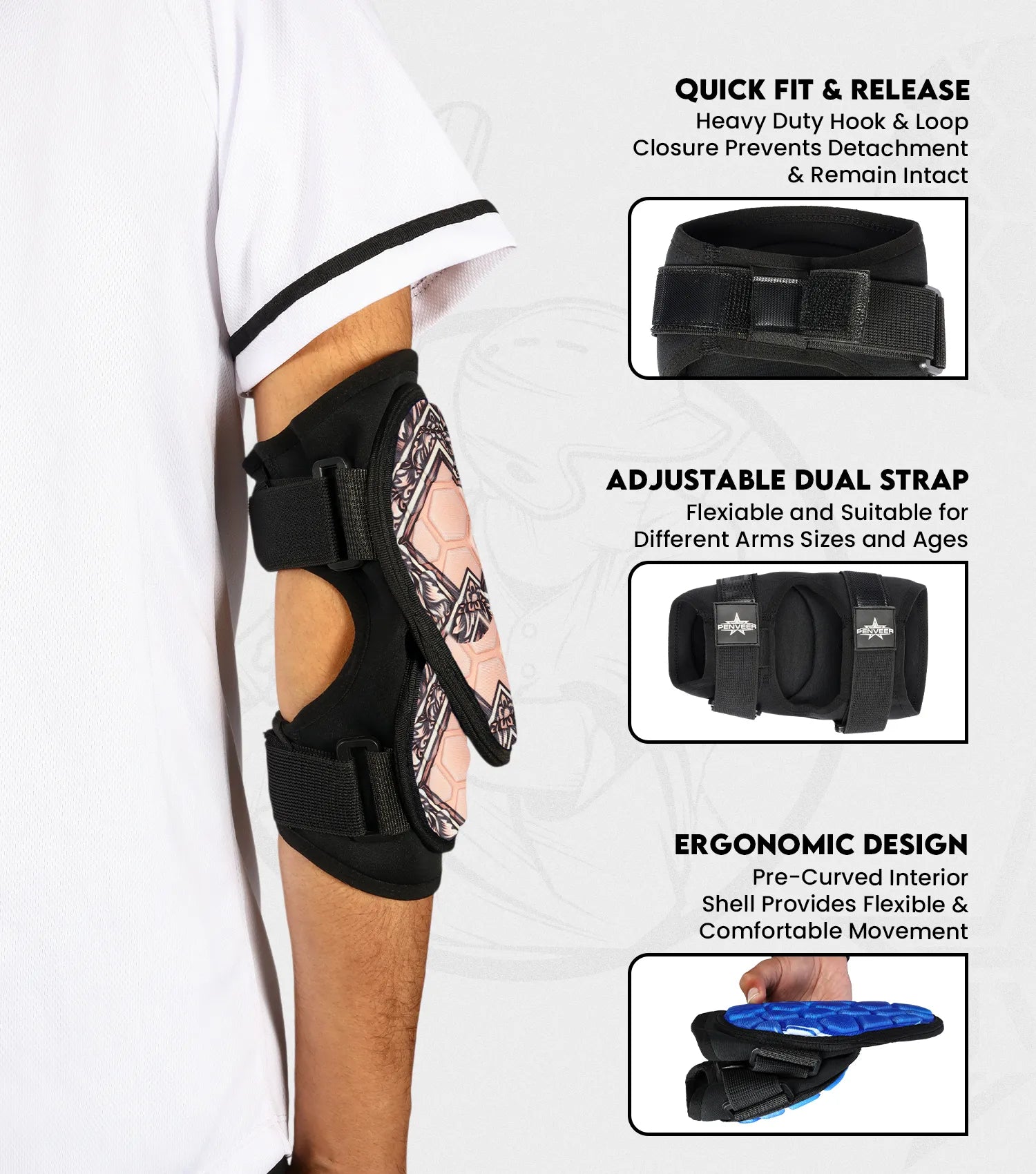 Baseball Elbow Guard with Adjustable Straps, Adult & Youth Sizes (Vintage)