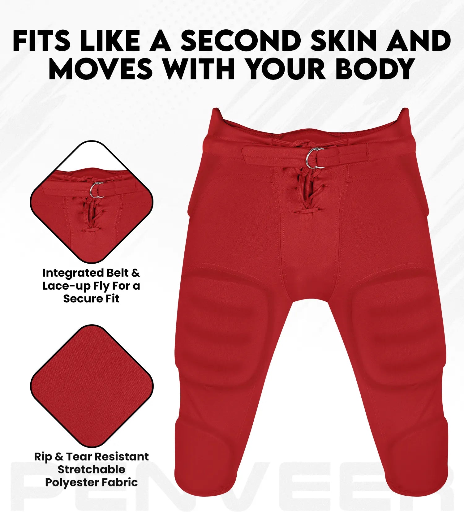 Men's Integrated Football Pants with Built-in Pads Red