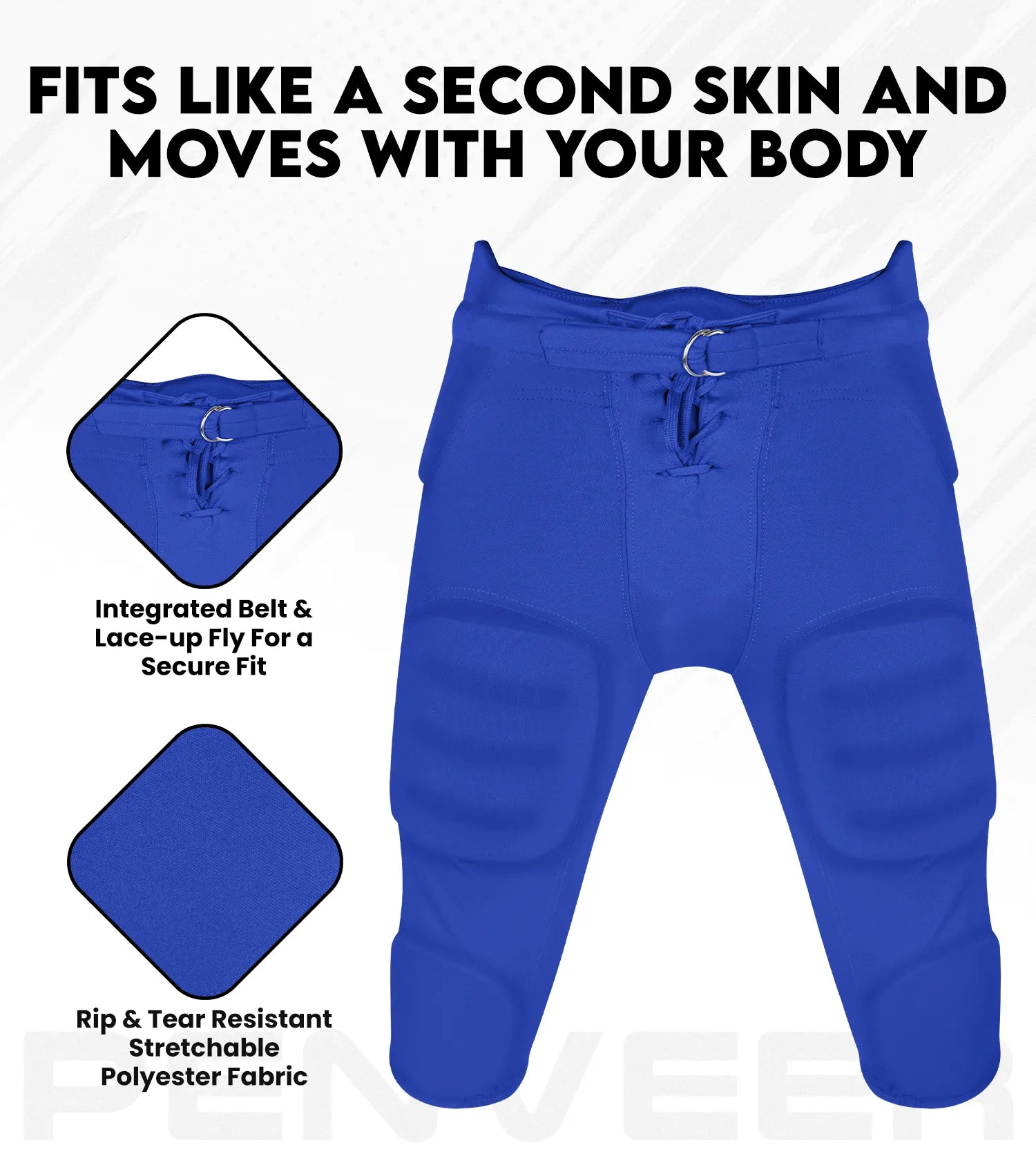 Men's Integrated Football Pants with Built-in Pads Royal Blue