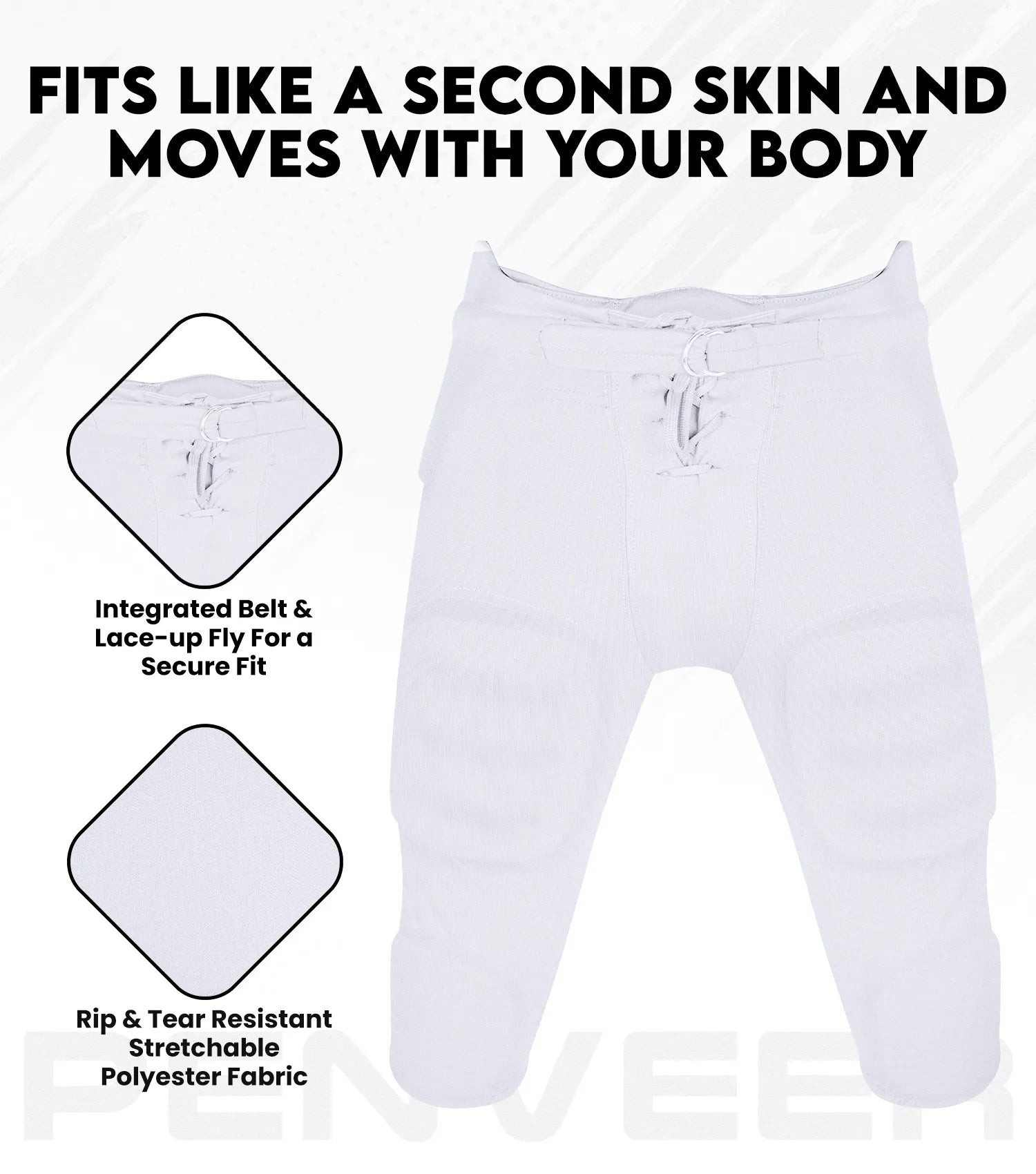 Men's Integrated Football Pants with Built-in Pads White