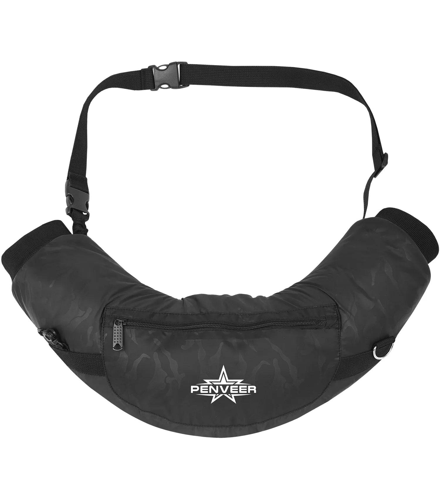 Football Water Resistant Hand Warmer Pouch with Adjustable Strap, Ribbed Cuffs and Zipper Pocket Black Camo