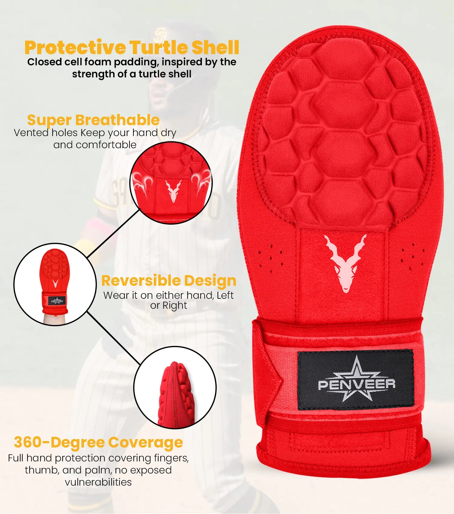 Baseball Sliding Mitt For Youth & Adult, Left and Right Hands Red