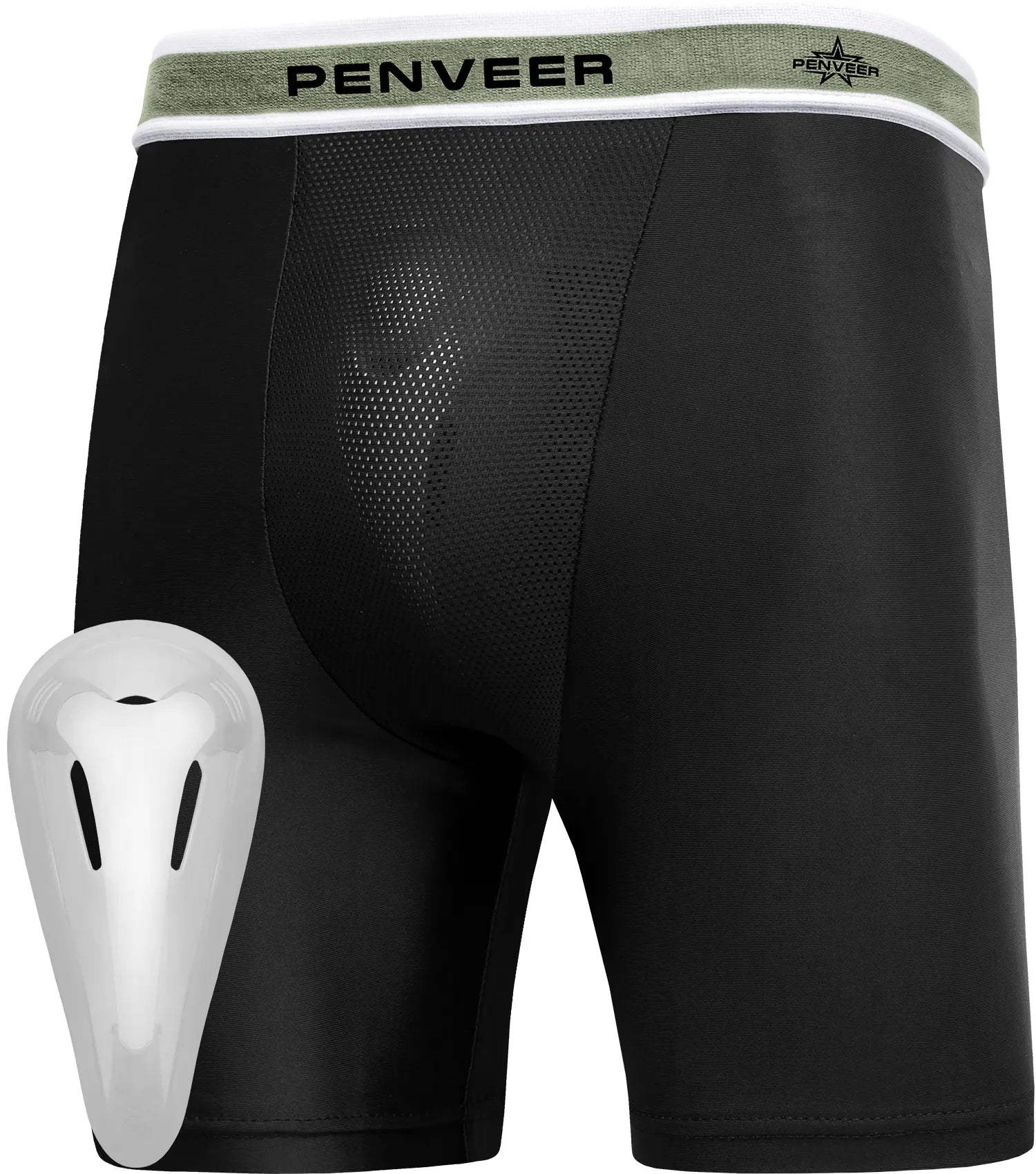 Boys Compression Shorts with Protective Cup Black